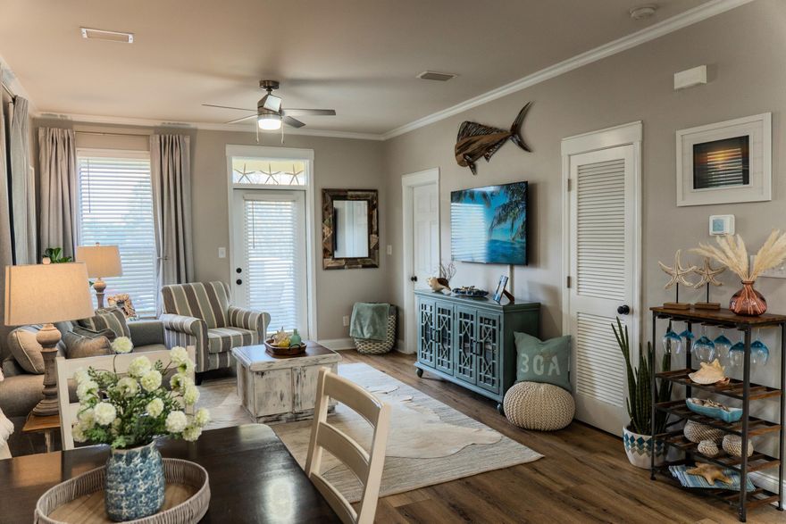 Welcome to this thoughtfully updated, fully furnished condo ideally located on the desirable west end of Scenic Highway 30A. Designed for both comfort and style, this move-in-ready residence features luxury vinyl plank (LVP) flooring throughout, offering durability and a modern coastal aesthetic.The kitchen has been refreshed with a new refrigerator (2025), along with a newer oven and dishwasher installed in 2023, making it perfect for everyday living or entertaining. A new washer and dryer (2025) add convenience, while the newer HVAC system installed in 2022 provides peace of mind and energy efficiency.Freshly painted interiors and crown molding in every room elevate the space with a refined finish. The primary bathroom has been beautifully updated with a retiled shower and sleek glass shower enclosure, creating a spa-like retreat.

Located with more than one beach access within one mile and just a short bike ride to the beaches of Topsail Hill Preserve State Park, this condo offers easy access to 30A's renowned beaches, bike paths, dining, and shopping while enjoying a quieter, more relaxed setting. Short-term rentals are permitted, adding flexibility and investment appeal. The condo also includes two bikes and a private patio storage box for beach gear and outdoor essentials.

Whether you're seeking a primary residence, vacation home, or investment opportunity, this upgraded condo is a standout. Schedule your showing today and experience coastal living at its best.
Certain personal items of the owner will not convey with the sale."

Beach Access & Distances
Topsail Village sits on the west end of 30A in Dune Allen Beach / Santa Rosa Beach, with multiple public beach access points within about a mile or less:

 Topsail Hill Preserve State Park - ~0.9-1.0 miles; wide, natural dune beaches with nature trails and a tram shuttle to the shoreline.
 Dune Allen Regional Beach Access - ~1.0 mile; includes parking, restrooms, and beach facilitiesperfect for families.
 Fort Panic Regional Beach Access - ~1.2 miles; ADA accessible with amenities and staffed lifeguards in season.
 Stallworth Beach Access - ~1.0-1.2 miles; another beautiful sugar-white sand access along 30A.

 In total, there are 4 different beach access points within about a mile, all easily reachable by bike or a short drive from Topsail Village Condos.

Nearby Restaurants & Dining (walking or short drive):

3 Sons Bar-B-Q - Across the street, casual BBQ dining

Donut Hole Bakery Cafe - Iconic breakfast & pastries

Louis Louis - Upscale seafood and steak

Los Ranchero's Mexican Bar & Grill - Family-friendly Mexican fare

Stinky's Fish Camp - Local seafood with outdoor seating

Vue on 30A - Upscale coastal cuisine with Gulf views

Pizza by the Sea - Quick, casual pizza and comfort food