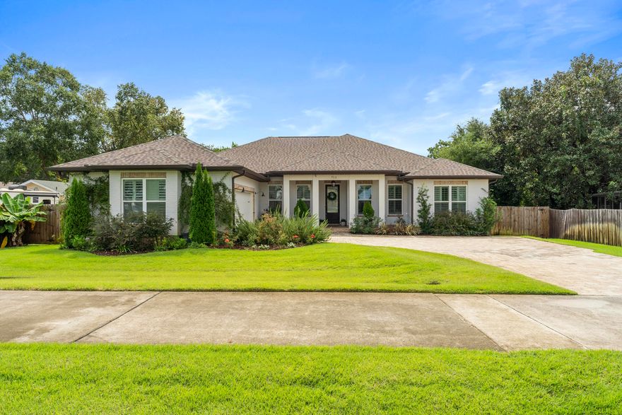 Beautiful better than new custom built home contains approximately 2,506+-SF featuring 4 bedrooms, 3 baths, plus a formal dining room and a formal study with a side entry 2 car garage and covered lanai. Built in 2019. This home features custom finishes, moldings, and fixtures throughout. Gourmet Chef kitchen features Quartz counters, large island, gas range, full doors separate commercial style Fridgedaire fridge and freezer.  Kitchenaide dishwasher. Lots of extra custom cabinets. Single bowl sink. Microwave nook. KItchen has eat in area and a dining room. Too many upgrades to name them all in this home. LVP and tile flooring throughout with carpet only in bedrooms. Open floor plan. Living room features electric fireplace with temperature control and custom built in bookcases. Ceilings are 10 feet and all doors are 8 feet. Office with doors for privacy. Luxurious master bedroom suite and bath. Spacious shower, soaker tub, and his & her closets. Custom closet systems added too! Custom paint colors throughout. Plantation shutters and woven wood shades do convey. Covered Lanai overlooks nicely landscaped yard. Large paver patio, Pergola, and fire pit create the outdoor dining and entertaining space! Privacy fenced too. New shed stays with the home. Alexa controlled smart lighting.This home is located in downtown west Destin within close proximity to Harborwalk, Joe's Bayou boat launch and all the recreational activities and festivities that Destin has to offer. Walk to Destin Elementary. Termite Bond with HomeTeam Pest Defense. Make 712 Kelly Street your next home!