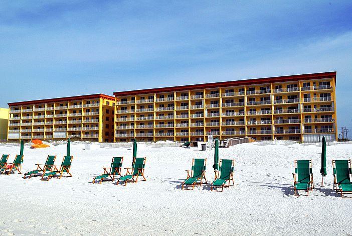 Spectacular Gulf views from this 5th floor unit. This unit offers new flooring in the living room and hall, new kitchen counter tops. Master bedroom hosts a king size bed with a Jamison Turnberry mattress which is cooling and very comfortable, flat screen 32'' TV, bunk beds in the hall and sleeper sofa in living room. Unit will easily sleep 6 people. Gulf Dunes is conveniently located on Okaloosa Island which makes it easy to walk to restaurants, fishing pier and miniature golf. Call to schedule your private viewing today. Property is under multiple offers, highest and best must be submitted by 12:00 (noon) on 3/8/17