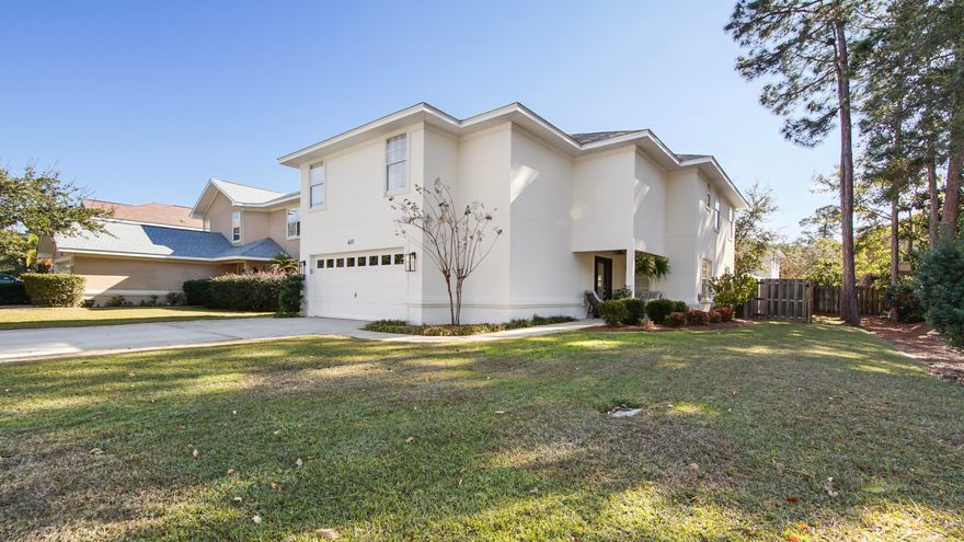 This beautifully updated 2,349-square-foot home is nestled in the highly desirable Driftwood Estates neighborhood, offering a peaceful setting with a private, HOA-maintained common area adjacent to the property. Featuring 4 spacious bedrooms, each with massive closets, this home is designed for both comfort and style. A meticulously landscaped, fenced-in backyard boasts a sparkling Pebble Sheen-finished pool, a spillover hot tub, and a pavered patio, perfect for entertaining or relaxing in your own private oasis.Step onto the cozy, private front porch overlooking the HOA-maintained green space and feel instantly at home. Inside, fresh paint throughout complements the thoughtful touches added by a family who has truly loved this home.  The open-concept kitchen and living area is perfect for gatherings, with stainless steel appliances, granite countertops, ample cabinetry, and large windows that fill the space with natural light. Expansive 14-foot ceilings, a warm fireplace, and beachy-grey ceramic tile floors create an inviting coastal ambiance. A versatile main-level bedroom can serve as a home office or study.

The staircase, upgraded with brand-new Cali vinyl wood flooring, leads to the upper level, where a well-designed split floor plan offers privacy. The master suite is a tranquil retreat, featuring tray ceilings, an en-suite bath with double vanities, a luxurious soaking tub, a brand-new glass shower, and a spacious walk-in closet. The additional guest bedrooms are generously sized and full of potential for family or visitors.

This home is truly turn-key, offering a host of modern updates, including a high-efficiency AC unit with a Wi-Fi-enabled "smart" thermostat, updated light fixtures throughout, and a brand-new roof installed in 2023, ensuring peace of mind for years to come. Fresh speckled epoxy coating and additional storage added to the garage in 2024. 

Driftwood Estates is renowned for its exceptional amenities, including an 11-acre community park that features a community room, basketball courts, grills, multi-purpose fields, tennis courts, picnic pavilions, a playground, restrooms, and scenic walking trails. The neighborhood pool offers even more opportunities for fun and relaxation.

Conveniently located near the Choctawhatchee Bay, Sacred Heart Hospital, and the upscale shopping and dining at Grand Boulevard, this home is just minutes from the pristine white-sand beaches of the Gulf of Mexico, as well as the vibrant destinations of 30A, Destin, and Panama City Beach.

A recent survey is available, saving buyers money at closing. With its ideal location, extensive updates, and move-in-ready appeal, this home offers a perfect blend of comfort, style, and convenience. It's more than just a houseit's a place to create memories. Schedule your private showing today before it's gone. All information and measurements are deemed accurate but should be verified by the buyer.