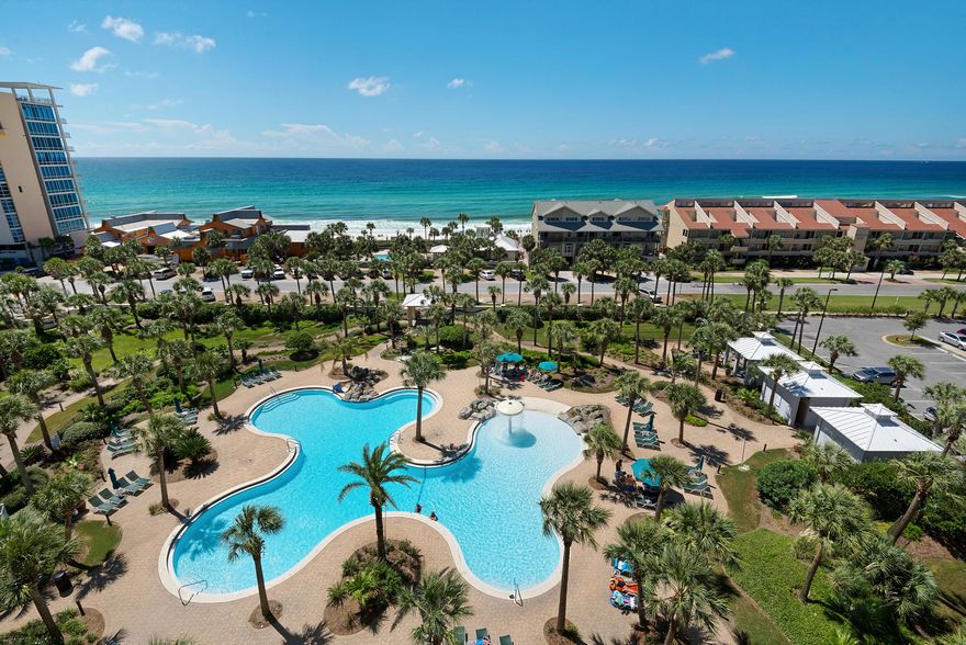 This unit is located on west side of Sterling Shores and hovers 8 floors above the beautiful tropical pool. It offers a panoramic view of the Gulf of Mexico throughout the unit from its well-appointed kitchen, comfortable living area, and of course its roomy 126 sq. ft. balcony with an awesome panoramic Gulf view. Deeded beach access is provided just beyond the pool. You'll find this unit clean, crisp, equipped, and ready to serve you as a primary residence, second home, or rental investment. This unit has a has great rental record. Past and future bookings attest to the satisfaction of those who have sampled its quality. Don't buy until you've seen this unit!