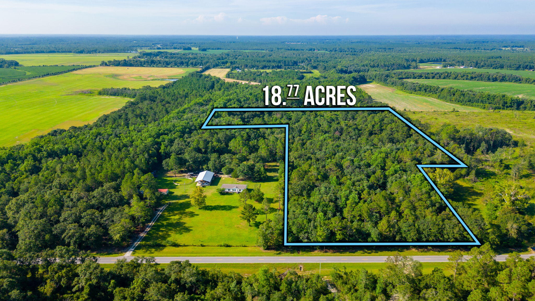 This nearly 19-acre parcel is located on a county maintained paved road yet still out away from all the hustle and bustle of the city. The property offers plenty of seclusion for your new homesite or just a place for you, family & friends to enjoy the great outdoors. There is a slight slope which will allow for beautiful scenery along with the mixture of mature oaks, magnolias, and pines. Taking a stroll down the highway will allow you to see the beautiful views of all the nearby pastures and working farmland. The county map does show a small stream at the SE corner. This could be your paradise!