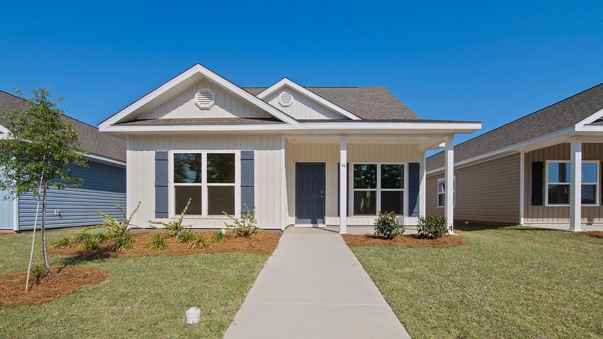 The Cary floor plan in Owls Head East, Freeport, Florida, is a beautifully designed two-story home offering 2,039 square feet of versatile living space. With 4 bedrooms and 3 full bathrooms, this home is perfect for families or anyone seeking a functional layout with modern touches. The first floor features the primary bedroom suite, complete with an ensuite bathroom that includes a stand-alone shower and a spacious walk-in closet, providing a private retreat for homeowners. A guest bedroom, which can also serve as a home office, is conveniently located off the front entry as well as a separate full bathroom for guests. The open-concept living area flows seamlessly into the dining area and kitchen, which boasts a center island and granite countertops.