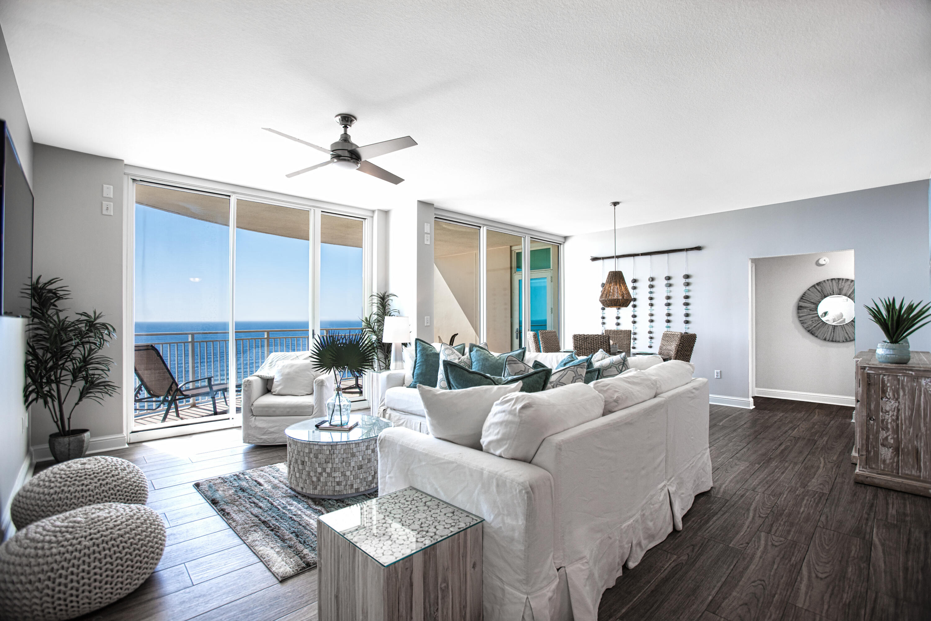 'CURRENTLY UNDER CONTRACT, SELLER ACCEPTING BACKUP OFFERS' Newly Remodeled and Stunningly Beautiful with Priceless views, AQUA 1102 is one of the highest in demand across the Gulf Coast! Ocean views throughout, spectacular sunsets and excellent rental income averaging between 60K and 70K! Professional Beau Interior Decor and positioned in the market with continued Successful momentum to drive the highest ROI! 3 Bedroom, 3 Bath w/ 2 King Oceanfront Master Suites on Water with largest open living area space w/ top to bottom wall of sliding glass and glass doors to take in the breathtaking views of the Sparkling Blue-Green Ocean on the Emerald Coastline. Ride the Waves of Luxury Living! AQUA 1102 is a contemporary coastal classic with a touch of modern beach elegance!