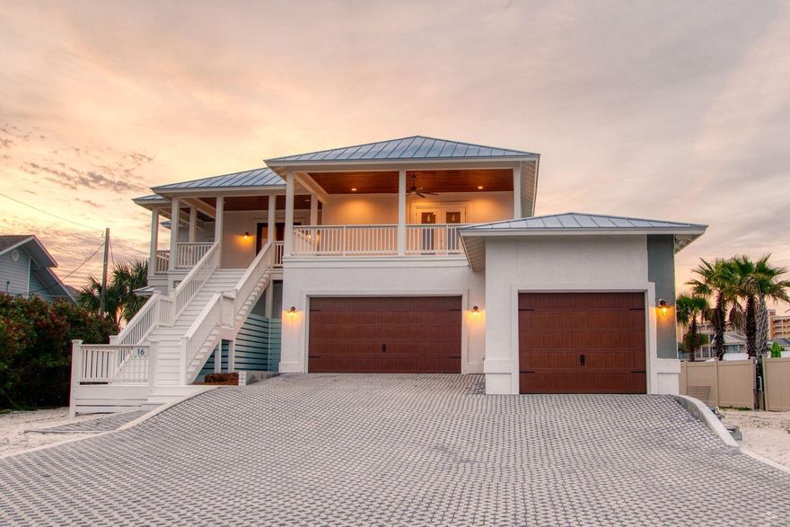 Boater's dream home with 70' of water frontage on the Destin harbor, 690sf of wraparound porches and balconies, and 4 boat slips with room to accommodate an exceptionally large boat. Enjoy captivating sunrise and sunset Destin Harbor views from all floors of this impressive new waterfront retreat on one of the largest waterfront lots in Holiday Isle, strategically positioned to allow for a future harbor front pool. Recently completed with furnishing package available for purchase separately. The spacious kitchen and living area overlook the harbor with 180-degree water views. Each floor boasts a spacious waterfront master suite. 4 additional bedrooms, an office, a powder bath, and a gourmet kitchen with large center island and walk-in butler's pantry complete this waterfront paradise.