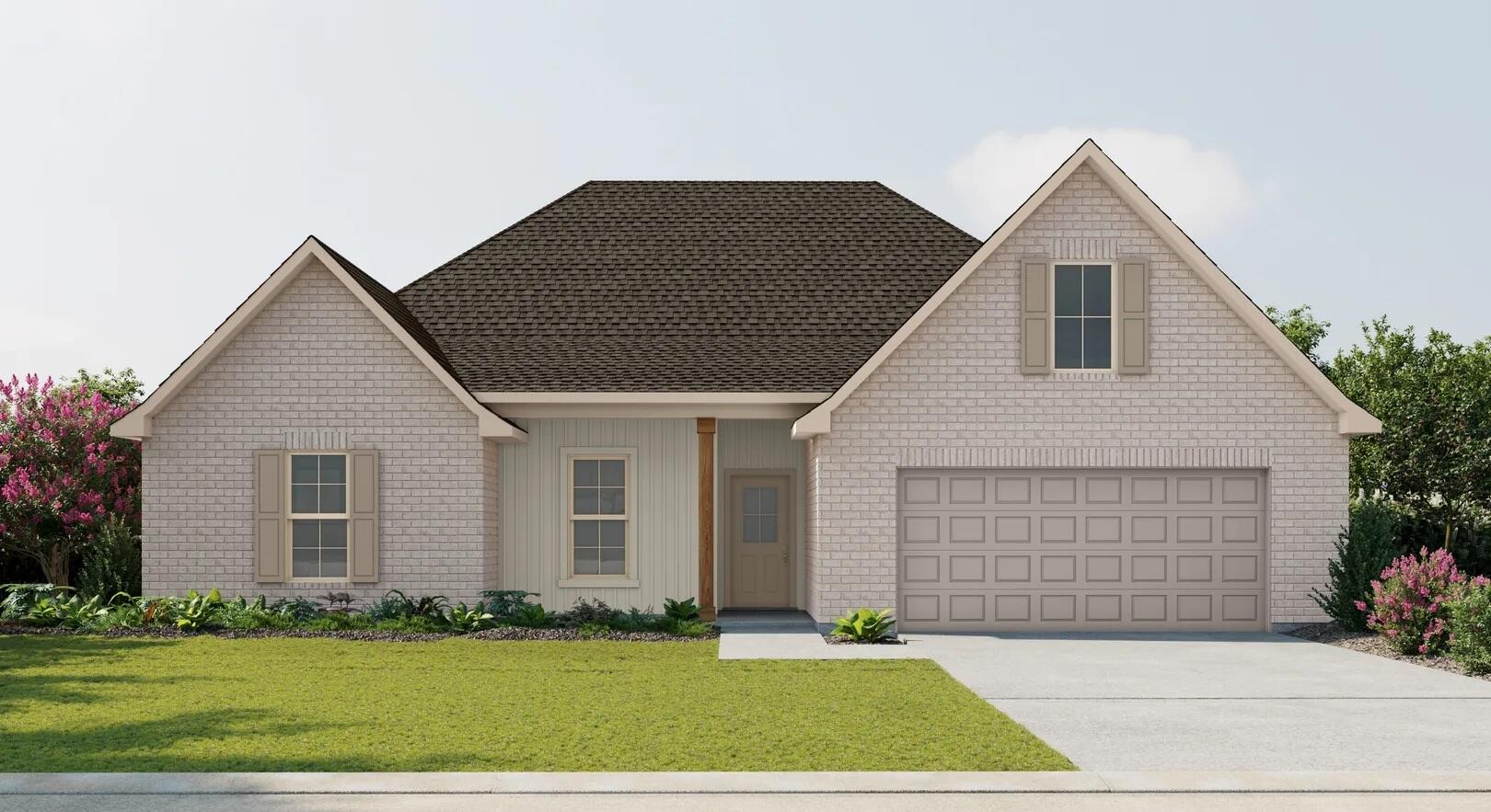 Awesome builder rate plus FREE refrigerator. Restrictions apply.The CAMELLIA V H in Houston Place community offers a 4BR/2BA, open and split design. Upgrades added (list attached). Features: double vanity, garden tub, separate shower, and walk-in closet in master bath, kitchen island, walk-in pantry, boot bench in mudroom, covered porches, undermount sinks, LED lighting throughout, crown molding, framed mirrors in all baths, smoke and carbon monoxide detectors, landscaping, architectural 30-year shingles, flood lights, and more! Energy Efficient Features: water heater, electric kitchen appliance package, vinyl low E MI windows, and more! Energy Star Partner.