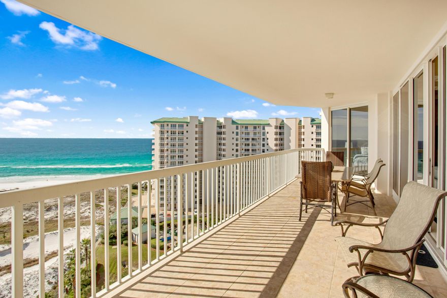 Expansive views of the Gulf of Mexico can be seen from every room of this 14th floor condo in St. Barths at Silver Shells. Never miss a sunrise on the spacious balcony overlooking Henderson Beach State Park. Upon entering, you are greeted with floor to ceiling windows and tile flooring in the living area. The open kitchen has ample counter space and a long breakfast bar. The dining area comfortably seats 4. The split floor plan provides everyone with their own privacy. Directly off the living room is the Master Suite. with a private entrance to the balcony & a floor to ceiling window, you won't even have to get out of bed to take in the views. Automatic window shades, spacious walk-in closet, linen closet, & over-sized Master Bath are a few of the added comforts of the Master Suite. The Master Bath features a large soaking tub, walk-in shower and double sink vanity. The hallway on the opposite side of the condo allows access to the guest powder room, hallway bunk beds (each with their own private television built-in), full size laundry room, and the entrance to the guest bedroom. Guests will enjoy their own private bathroom, closet with built in shelving, and private entrance to the balcony. St. Barth owners enjoy the use of their own private pool as well as a private walking path to the beach. Silver Shell owners have access to the lagoon pool behind St. Croix and the Tiki Bar located on the beach.