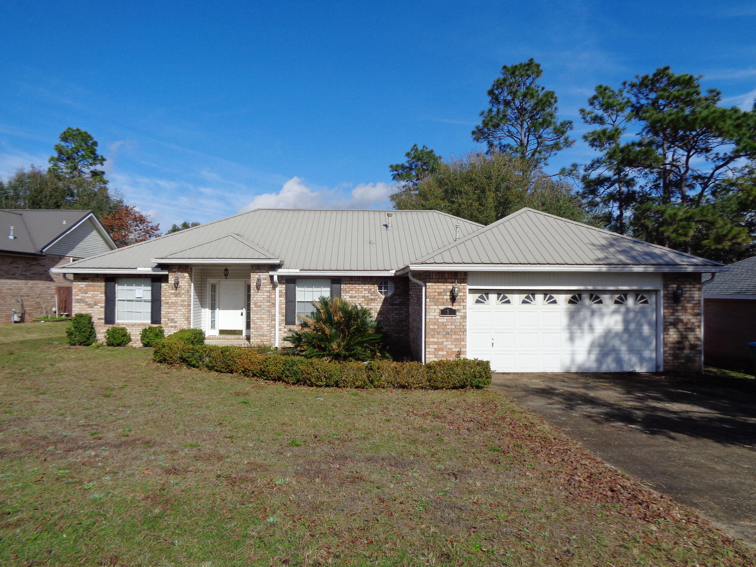 Beautiful 3BR/2BA REO home with metal roof nestled on a large lot in the Steeplechase community. This spacious fixer upper is an excellent investment opportunity or family home for those buyers looking to add personal touches & finishes to make it their own! The home offers a large living room w/ tile flooring & vaulted ceilings, formal dining room, inside laundry room w/ shelving, sizable guest bedrooms and a gourmet, eat in kitchen w/ center island, granite counter tops, tiled back splash and ample cabinetry. Out back you'll find a large, fenced-in back yard w/ a detached shed and plenty of space to add a patio, deck or pool! No utilities will be turned on to this property and only cash/renovation loan offers with 0 day inspection period will be considered.**NO PRE-BIDDING PERMITTED *