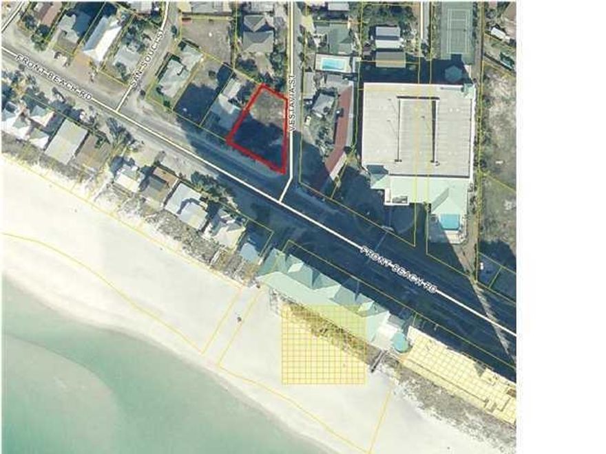 Commercial High Density Zoning CH. Located on West End of Panama City Beach across from Celadon and Splash condominiums at corner of FBR and Vestavia. Directly across from public beach access. Lot measure approximately 112' on FBR, 132' on Vestavia and 115'deep. Approximately 3 miles to Pier Park and 7 miles to Rosemary Beach/30A area.