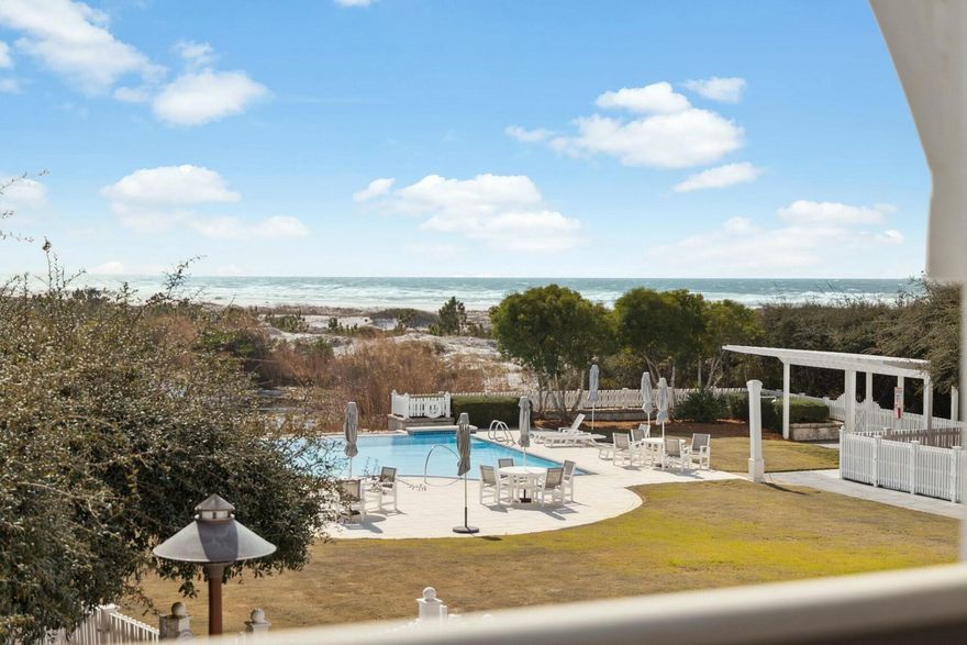 Discover Compass Point II, an exclusive Gulf-front retreat in the highly coveted Watersound community, offering breathtaking Gulf views and an intimate coastal lifestyle. This 3-bedroom, 3.5-bathroom condo is 1 of only 25, designed for effortless luxury and relaxation.Step inside to experience new flooring throughout and an inviting open-concept great room with ample space for entertaining. The chef's kitchen is equipped with a Viking gas range and stainless steel hood, flowing seamlessly into the dining area and spacious living room.Three expansive ensuite bedrooms each feature their own full bath, providing exceptional accommodations for family and guests. The primary suite is a serene escape with its own private porch, perfect for morning coffee in a peaceful setting. The primary bath boasts a jetted soaking tub, separate shower, and dual vanities, adding to the retreat-like ambiance. The office offers a spacious private room that can also be converted into a bunk room. Another unique feature of this property is the amount of storage/closet space throughout. Enjoy two spacious porches, including one off the main living area is the perfect setting for cocktails and evening breezes while taking in the breathtaking Gulf views and sunsets. An attached garage provides easy access, and residents of Compass Point enjoy exclusive access to a private pool reserved for owners and guests. Beyond the condo, boardwalks lead over the dunes to the mile-long white sandy beach, where you can enjoy morning strolls, and swimming in the turquoise waters of the Gulf of Mexico. Hop on your golf cart and explore Watersound's outstanding amenities, including a fitness center, multiple pools, a dog park, playgrounds, and seven miles of scenic walking trails. Enjoy shopping and dining along 30A before returning home to the privacy, tranquility, and security that this upscale condo affords. Don't miss this opportunity to own a piece of paradise on the Emerald Coast. 