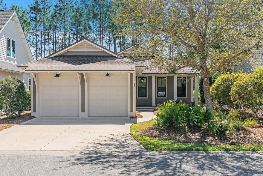 Nestled in the highly sought-after, master-planned community of Watersound Origins, this exceptional home offers the perfect blend of modern luxury and serene natural beauty. Spanning 1,950 square feet, the Begonia Plan, built by the renowned Huff Homes, features three spacious bedrooms and three elegantly designed bathrooms. As you step inside, you'll be greeted by stunning 9-foot ceilings and Medallion hardwood flooring throughout, creating a warm and inviting atmosphere. The bathrooms boast Cala tile flooring, while the marble countertops elevate the home's sophisticated style.  The heart of the home, the kitchen, is a chef's dream, equipped with professional-grade Frigidaire Series stainless steel appliances, a gas range, and a sleek stainless steel vent hood. The thoughtful design includes a walk-in pantry, providing ample storage for all your culinary essentials. A standout feature of the home is the middle bedroom, which is designed as a playful and functional bunk roomperfect for family gatherings or hosting guests.
Enjoy the outdoors from your generous screened-in porch, where you can listen to the tranquil sounds of the whispering pines that surround the property. The home has been meticulously cared for, with the exterior recently painted and upgraded lighting adding a touch of modern sophistication.
Watersound Origins offers more than just a beautiful home; it provides a lifestyle. With a 6-month minimum lease policy, the community welcomes both primary and second homeowners, making it an ideal location for year-round living or seasonal escapes. This 1,400-acre community is ideally situated near the stunning beaches of 30A, as well as shopping, dining, and entertainment options. The Village Commons serves as a hub for residents, featuring a resort-style swimming pool, fitness center, and sports courts. The community also boasts parks, walking trails, and access to the serene waters of Lake Powell via a dedicated dock. For golf enthusiasts, the Origins Golf Club offers a six-hole regulation short course that can also be played as a nine-hole executive course or a 10-hole, par-3 layout. Experience a lifestyle that combines modern convenience with an appreciation for naturethis home at Watersound Origins is truly a rare find.
