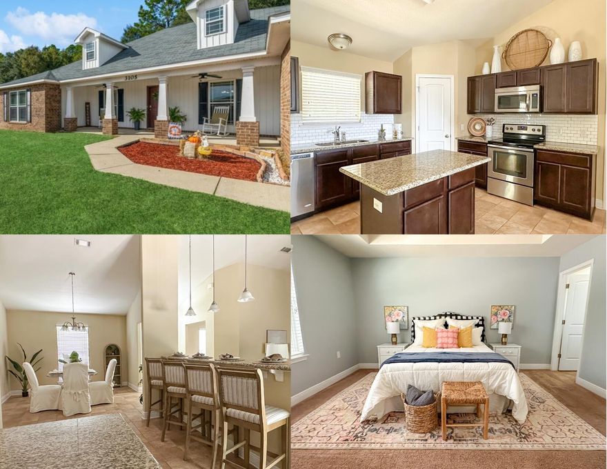 OPEN HOUSE 10/14 from 11-2pm! Welcome to your new home! This immaculate 2015 construction residence, boasting a captivating front porch for relaxation, and a backyard that borders a charming wooded parcel, is nestled on a generous .34-acre lot. Large enough to possibly store an RV. Conveniently situated in close proximity to schools, shopping, and restaurants, this spacious abode offers 4 bedrooms, an office, a dining room, and a generously proportioned kitchen that seamlessly connects to the living room in a thoughtfully designed split floor plan. Upon entering, you'll be greeted by a spacious formal dining room and a versatile flex room, ideal for use as a playroom or an office. The vaulted ceilings and open floor plan create an inviting living space. The kitchen is a chef's delight, featuring an abundance of cabinets and counter space, a stylish glass backsplash, and top-of-the-line stainless steel appliances. Granite countertops adorn the entire home, while tile flooring graces the wet areas, and plush carpeting enhances other living spaces. The home boasts a private master suite with a split bedroom floor plan, offering an oasis of tranquility. The master bathroom showcases double vanities, a luxurious garden tub, a separate shower, and his and hers closets. This cul-de-sac location ensures ample privacy for you and your family. Move right in and make this dream home yours!
