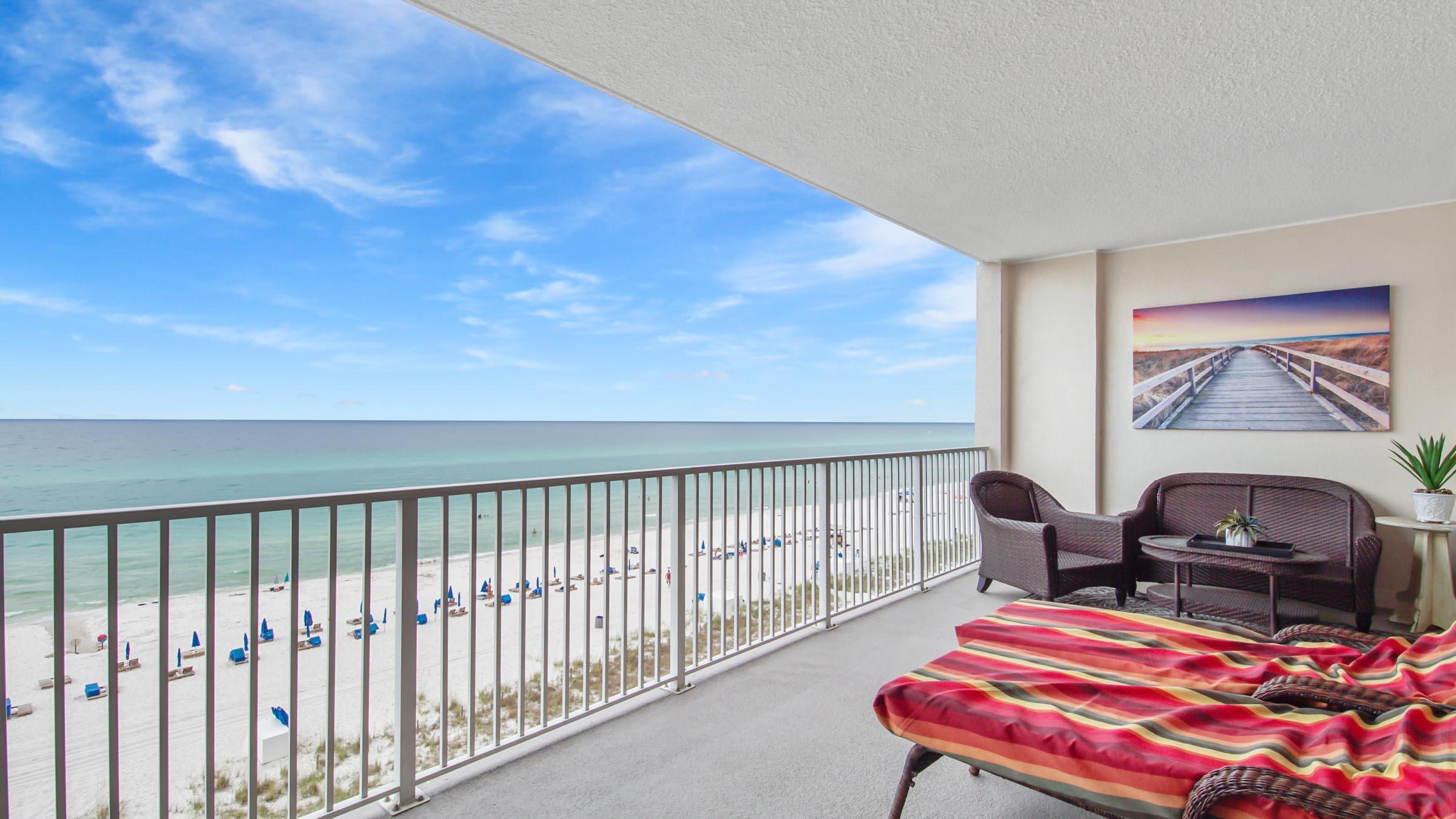 Stunning 2bed 2 bath fully furnished beach front condo. Huge balcony to catch all those beautiful Gulf Sunsets. Stainless appliances, granite countertops, Ocean Reef has it all, Indoor pool due to be remodeled, outdoor pools, fitness room looking out over the Gulf, best of all assigned parking on the 5th floor right next to stairs up one floor. Elevators very near to this parking space. Convenience at its best. The Building has been totally repainted and sealed, new elevator interiors,parking garage make over, outdoor pool resurfacing and converted to heated , This is condo is perfect for a permanent residence or short term rental for cash flow as an investor. Potential Owner Financing!