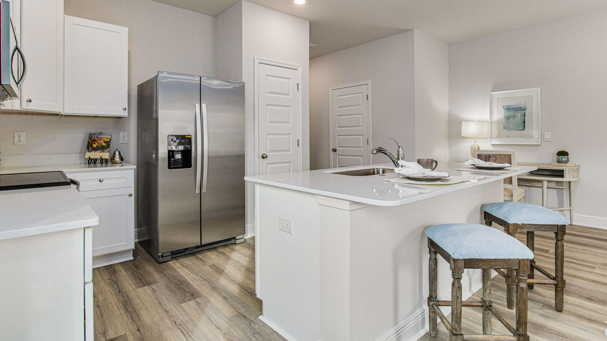 Welcome to your dream coastal retreat! Nestled in an ideal location across from the Gulf Breeze Zoo, Soundview Point Villas is only a short drive from the pristine beaches of Pensacola and Navarre. This New Townhome community will feature a gorgeous community pool, cabana, playground, and have streetlights. The Palm Interior Unit is a 2-story townhome that boasts 3 bedrooms, 2.5 baths with an open design that is perfect for entertaining. The kitchen is presented with quartz countertops, a large island bar, pantry and all stainless-steel appliances offering style and functionality. Bedroom 1 is located on the second floor as a private retreat with a spacious walk-in closet and a beautiful adjoining bath. Interior features also include EVP flooring with frieze carpet in the bedrooms.