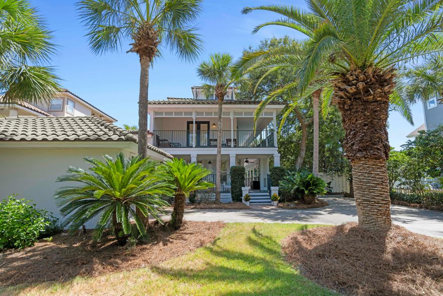 Don't miss this incredible opportunity to own a home in one of the most serene communities south of Scenic Highway 98 with a BRAND NEW TILE ROOF! Windancer Shores is a Gulfside community with private deeded beach access, just minutes from Silver Sands Premium Outlets, beach shops & popular restaurants. This investor's dream has been recently upgraded with Quartz countertops, updated laminate flooring, a high-efficiency Bosch tankless water heater, fiber-glass exterior doors, an EV charger & some new furniture & decor. Enjoy your very own tropical Florida oasis with a private pool surrounded by lush landscaping. Take a dip in the pool, or sun on the paver deck under the palm trees. There is outdoor dining & grilling area and huge wraparound covered porch and two balconies with Gulf views! With 3 bedrooms and 3.5 bathrooms, this home sleeps up to 12, featuring 3 separate bunk units and a proven rental history. The floor plan is nice and open and even has two living areas, an expansive primary suite on the first floor and nice updated kitchen with plenty of countertop space, a breakfast bar, stainless steel fridge and hood and coffee station. There is also a formal dining area, raised ceilings, crown molding and fantastic natural light with a wall of glass doors & plentiful windows. The primary suite has direct access to the covered balcony, a walk-in closet and huge ensuite bathroom with double vanity, tile floors, Jacuzzi tub and separate walk-in shower. The second floor encompasses two guest bedrooms each with direct balcony access, ensuite bathrooms and hallway bunks. Enjoy your morning coffee outdoors right outside your room and unwind at the end of the day with a glass of wine and the sunset, surrounded by tropical plants. The upper floor is a great bunk room with not one but two balconies lending Gulf views! You are just across the street from an amazing deeded beach for this low density community, Windancer Shore. With established rental history, a private pool and a prime location near many conveniences, this is an ideal investment.
Located in Flood Zone X, this property also sits on the largest lot in the subdivision, boasting over a quarter acre. There is plenty of parking with the long driveway and detached 1-car garage. Don't miss out!