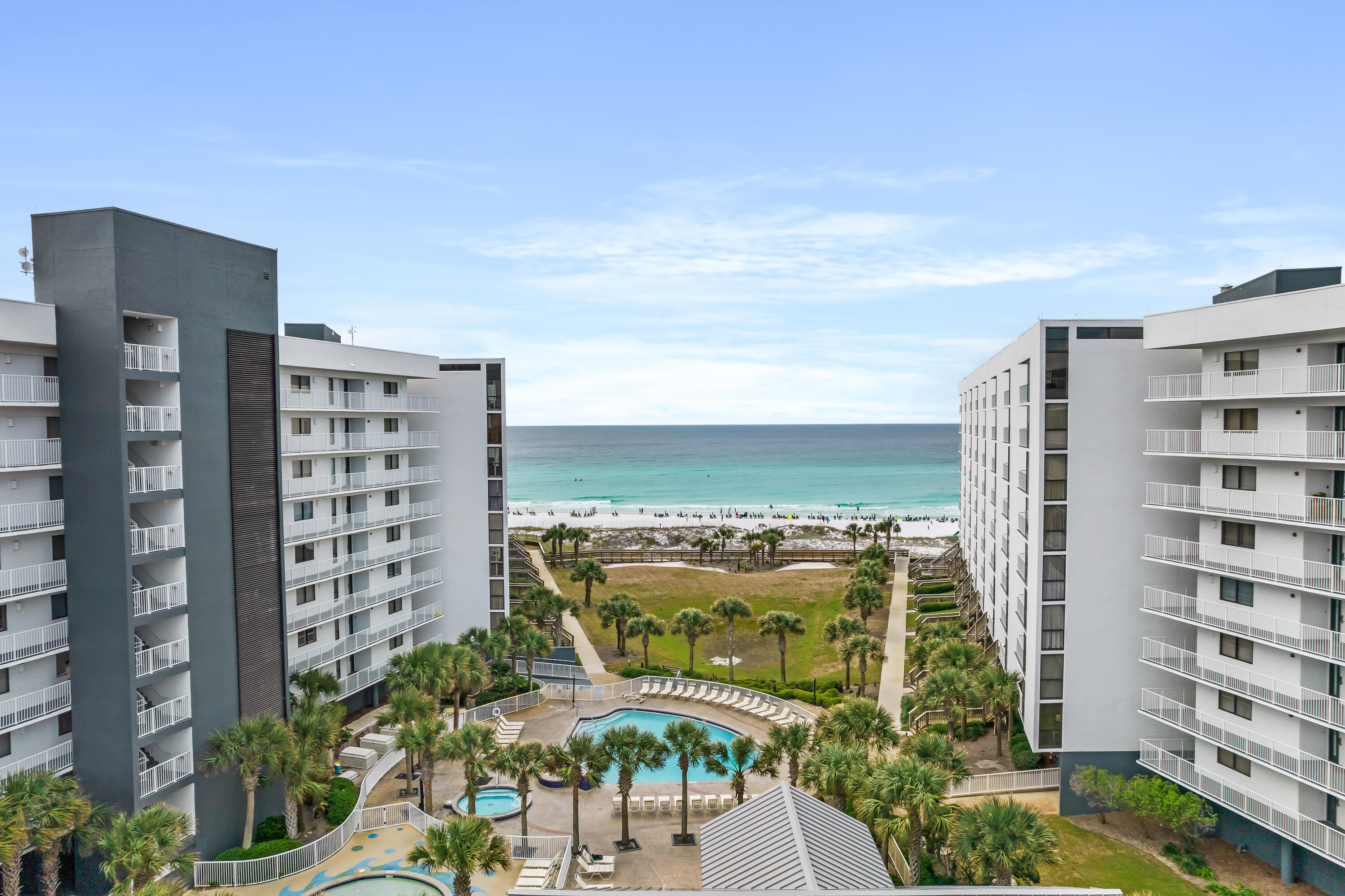 Beautifully updated unit in the Gulf Front complex of Mainsail.  This 2 bedroom 2 bath unit offers a functional and welcoming split layout floorplan with ample room to enjoy friends and family at the beach.  The unit has been updated with new flooring, new walk-in tile shower in the primary bedroom and freshly painted walls and ceilings.  Enjoy breakfast or dinner from the balcony with views of the Gulf.  Mainsail amenities include multiple pools, hot tubs, deeded beach access, all within a gated community that is both private and welcoming. This unit is being offered fully furnished and rental ready.  Call today to see this beautiful unit!