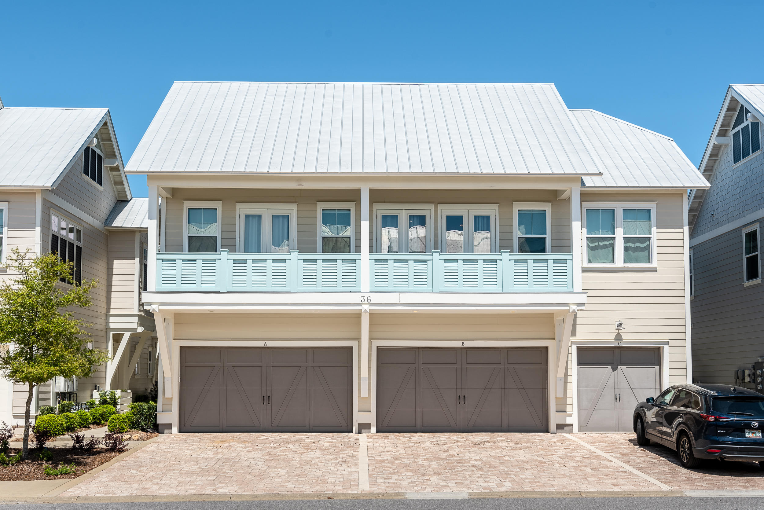 Immaculate 3BR/2.5BA townhome in the popular Prominence community with thoughtful upgrades throughout and a premium location just steps from the community swimming pool. Find meticulous attention to detail in the interior design of this stunning home with all lighting fixtures replaced and upgraded, shiplap wall details added in multiple rooms, upgraded hardwood floors, and designer furnishings with several custom-built pieces from Not Too Shabby by Marisol Gullo. Sunlight streams into the spacious living area while the gourmet kitchen offers an upgraded range hood, stainless gas stove, upgraded dishwasher, and granite countertops. Highlights of the serene master suite include 14' tray ceilings, a large walk-in closet, and a spa-like master ensuite with dual vanities and a frameless glass shower. There are two guest rooms on the second level, one with custom queen over queen bunk beds, and a second full bathroom. Enjoy plenty of parking with a two-car garage, and two additional spaces in the driveway! Never rented and in flawless condition, this property is a must see!
With a highly coveted location on 30A's east end, Prominence has become a become a bustling beach town with both high-quality homes and townhomes. Amenities include private shuttle service to the beach, a large resort-style community swimming pool, a fitness center, and the Hub 30A town center with dining, shopping, and entertainment.