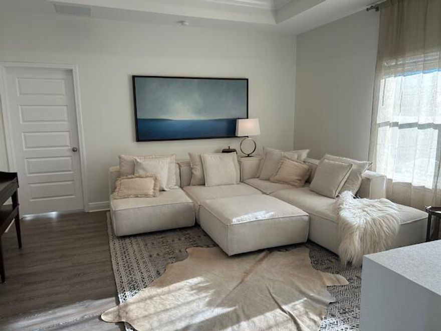 Furnished 4/2 luxury beach house on secluded cul-de-sac with peek-a-boo gulf views steps from community resort style pool and boardwalk to the sand in a family friendly neighborhood, WindMark Beach North. Newly painted interior with high end furnishings and Art TV.  Control4 door keypad, thermostat, cameras, switches, and speakers. Upgraded refrigerator, dishwasher and washer and dryer. Heated and cooled garage with gym. One of the largest fenced backyards in the community featuring pavered patio and walkways, pergola, multiple gates, outdoor shower, golf cart pad and small shed. Golf cart to WindMark Town Center and the beach.