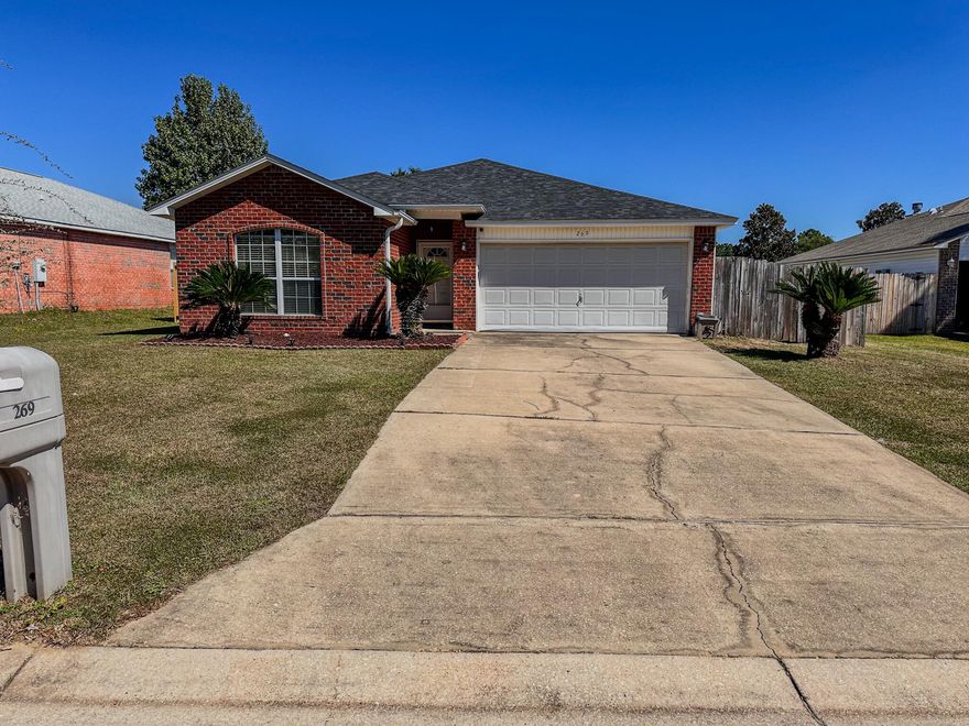 Wonderful single-family home in Crestview. Well-kept 3 bed/ 2 bath open concept home. Roof installed 2023 with solar panels. Kitchen has stainless steel appliances with granite countertops. Master suite has two large walk-in closets, and his-hers sinks. Fenced backyard with patio slab & Shed convey in AS-IS. Buyer to verify all details. Located Close to hospital and schools.