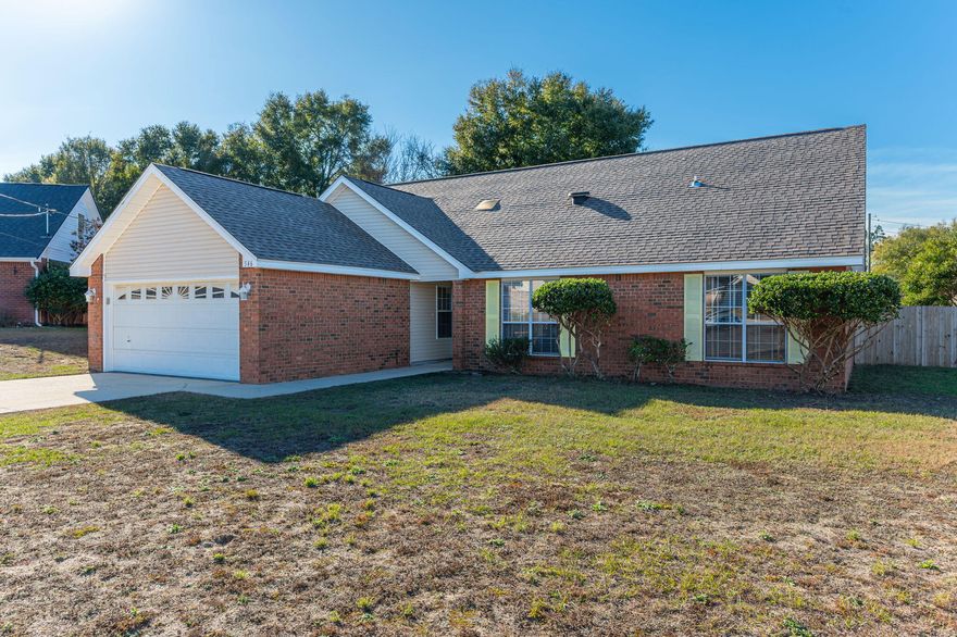 Welcome home at the end of the road! This two-story home sits on a .35 +/- acre lot and has four bedrooms, three bathrooms, and a two-car garage!This beautiful all-brick home offers a first-floor master suit, and a huge living room all freshly painted with some new flooring!New Roof April 2024!Located south of town for easy access to beaches, bases shopping, and schools! It is at the end of a cul-de-sac, and this home offers privacy and a fenced backyard. 11-minute drive to Walmart via P J Adams Pkwy and FL-85 N/S Ferdon Blvd.16 minutes to The Marquis Cinema 10 in Crestview to check out the newest showing.