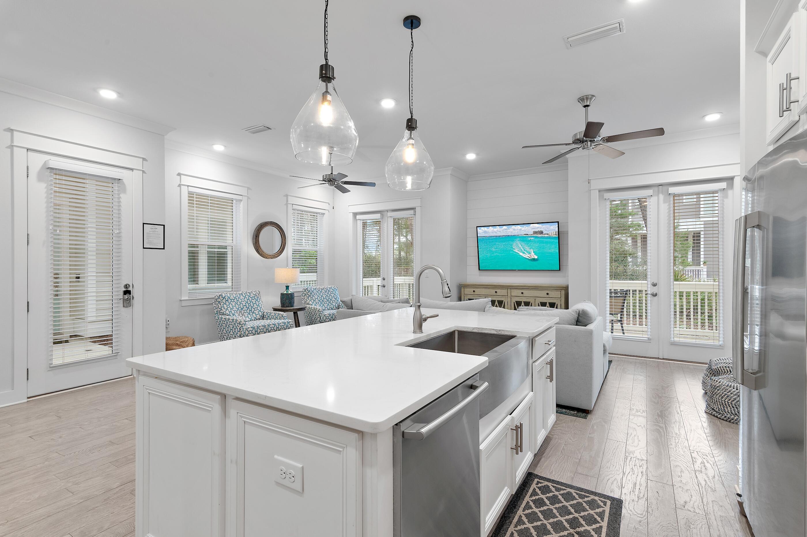 Welcome to this stunning luxury townhome on Scenic Highway 30A. Updated in March, 2025, this 3 BR 2.5 BA A unit is freshly painted and move-in ready. You choose whether you use as a short term rental investment, primary or second home. Upon entering, you'll be greeted by a professionally decorated interior with new shiplap walls in main living room and first floor bath. The chef's kitchen boasts quartz countertops, stainless steel appliances, and a cooktop, making it a focal point for culinary enthusiasts. Luxury Oak Hardwood flooring with a distressed beach look have been upgraded in each bedroom and throughout the main living areas. You'll find a private porch and large outdoor space perfect for enjoying the Florida sunshine. Situated in the Prominence community, this townhome offers nearby access to world-class beaches with beautiful turquoise water and sugary fine sand. The neighborhood is renowned for its exceptional amenities, including two resort-style pools, a fitness center, and expansive pool decks. Additionally, the town center (Big Chill)>)provides dining, shopping, entertainment, and live music performances at its outdoor amphitheater.
Located between Seagrove Beach and Alys Beach, and adjacent to the popular Watersound neighborhood, Prominence offers easy access to the area's most enjoyable sightseeing and activities. Nearby nature preserves, bike paths, and opportunities for outdoor recreation, stand-up paddleboarding, snorkeling, kayaking, and hiking await those who appreciate an active lifestyle.
Don't miss out on the opportunity to call this townhome in the vibrant Prominence community your own. Experience the best of 30A, FL living in this exceptional property.