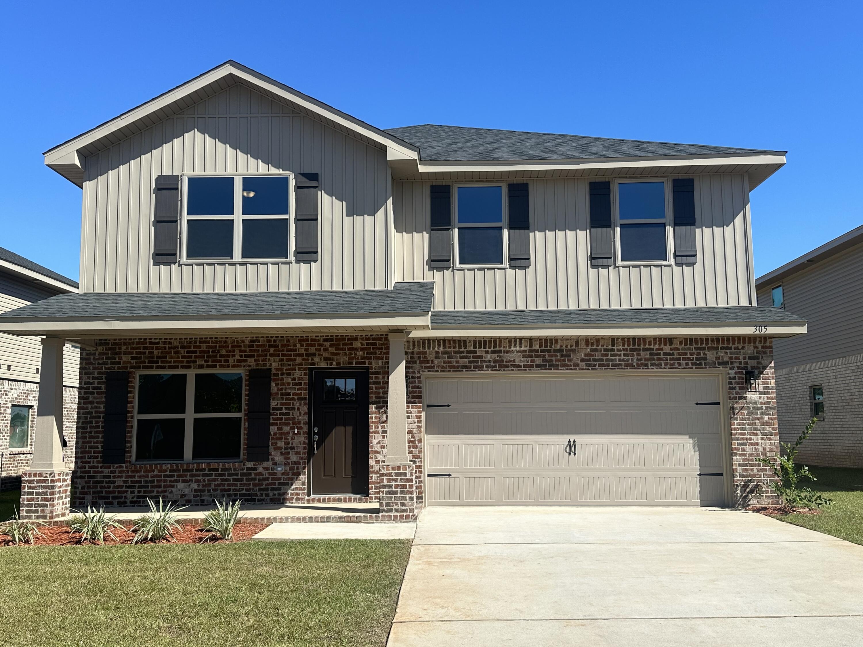 This 3105 sq ft 2 story home is massive! It offers 6 bedrooms, a bonus room, and 3.5 bathrooms. If you are in need of a large master closet, this is the home for you! Ridgeway Landing is a nice community in North Crestview and is in close proximity to shopping, schools, restaurant's and so much more. The neighborhood has a community pool for your enjoyment as well. This is a 4-sided brick community, and each home has their own irrigation system which is so important to have with our hot summer here. Some upgrades that are being added to this home include craftsman elevation, coretec pro-plus flooring everywhere with carpet only in the bedrooms and stairs, a separate shower and garden tub in the master bathroom, and quartz countertops in kitchen and the bathrooms!