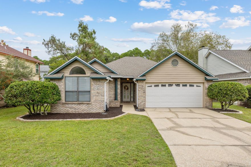 VA Assumable at 2.5% Call for Details! Welcome to 1906 Mistral Lane, nestled in the sought-after Crosswinds Landing subdivision -- centrally located between Eglin AFB and Hurlburt Field. This beautifully maintained 3-bedroom, 2-bathroom home combines modern updates with a functional and inviting layout. Step inside to find fresh interior paint, some new bathroom fixtures, and new window glass panes throughout. The open living area features luxury vinyl plank flooring that flows seamlessly throughout. Enjoy versatile living options with both a living room and family room, with an added double-sided fireplace that adds warmth and character to the home. The kitchen boasts granite countertops, stainless steel appliances, a breakfast bar, and a dedicated pantry closet, with a dining room conveniently situated nearby for family meals or entertaining. The primary suite offers a spacious retreat with a raised tray ceiling, ceiling fan, double vanity, whirlpool tub/shower combo, and a walk-in closet. A split bedroom floorplan provides added privacy for guests or family members. Relax outdoors on the covered lanai overlooking the privacy-fenced backyard, perfect for quiet evenings or weekend gatherings. Situated on a cul-de-sac in a quiet community, this home offers comfort, convenience, and charm in an unbeatable location.