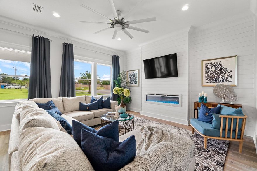 Luxurious, Exquisite, BRAND NEW! Laguna Haven is not just a community - it's a Lifestyle. Presenting 4 bedrooms & 3 full bathrooms, the Caledonia floor plan features soaring ceilings, wood-look porcelain tile, crown molding, bull-nose corners & a Designer Lighting Package. The kitchen showcases high end Samsung stainless steel appliances, soft-close Shaker style cabinets, Calcutta Bravo quartz countertops & Satory mosaic backsplash. Each home is meticulously constructed using cement Hardie Backer Board siding surrounded by a paved driveway & beautiful landscaping. As Panama City Beach's newest gated community, this pet-friendly development is tucked away in Laguna Beach on the city's west end, just half a mile from the white sandy beaches of the Gulf of Mexico. Schedule your showing today!