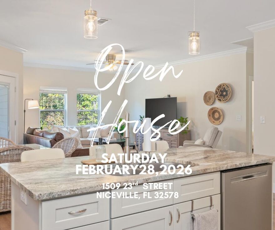 Welcome home to this beautifully built 2022 home offering the perfect blend of modern comfort and Southern charm. Ideally situated just minutes from Eglin Air Force Base, Hurlburt Field, and the sugar-white shores of Destin, this 4-bedroom, 2-bath home delivers both convenience and coastal living at its finest. Step inside to find a spacious, thoughtfully designed layout featuring a stunning kitchen with Level 2 granite countertops, ample cabinetry, and a generously sized pantry--perfect for everyday living and entertaining. The private primary suite is a true retreat, highlighted by a tray ceiling, double vanity, beautifully tiled glass-door shower, and an oversized walk-in closet. Outdoors, enjoy fresh sod, new landscaping, and a fully fenced backyard that offers both privacy and  peaceful views, complete with a charming small stream along the rear of the property. This home combines comfort, style, and location in a way that feels both welcoming and refined. Schedule your private showing today.  Assumable VA loan with a 3.125% interest rate. 