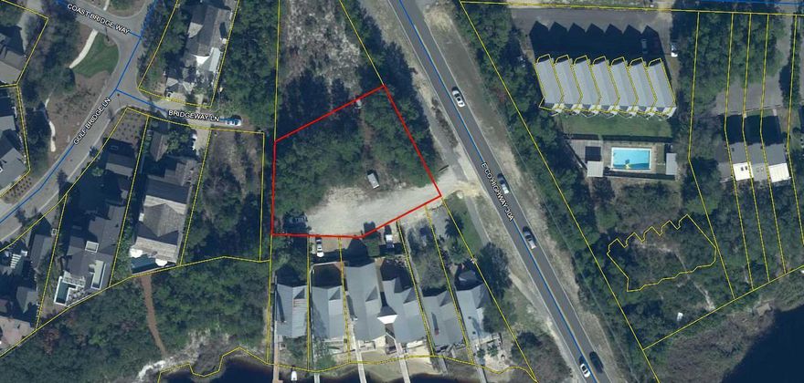 Prime residential building lot located between Watersound Bridges and the Country Cabins with spectacular views of the gulf and Camp Creek Lake.  Zoned residential preservation with a single family unit or 2 unit dwelling had been previously approved. Height limit for Walton County is 50 feet.No HOA fees, No design code, gulf views can be had from a second floor of property.Seller will choose and pay for owners title policy and closing agent. Matthews and Jones LLP4475 Legendary Drive Destin, Florida 32541Office:  850-837-3662 tfleming@destinlaw.com