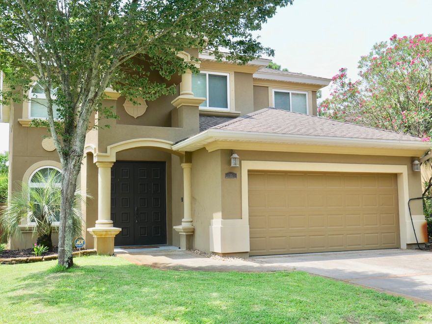 Enjoy living in the heart of Miramar Beach within minutes of the gulf, fine dining and shopping and a short block to the Bay and Legion Park! This two-story Mediterranean style home was built in 2006 with reinforced concrete block construction and features upgrades including travertine floors, cherry cabinets, granite counters and stainless appliances. The flexible floorplan features two living areas, two dining areas and a nicely appointed open kitchen downstairs and 4 large bedrooms upstairs including the master suite with its luxurious bathroom. This home is located in Baywalk Landing, a small, quite neighborhood featuring upscale single-family homes. The fully fenced back yard features a covered patio area and the home is just a short block from Legion Park, a beautiful bayside park with a public boat ramp, playground, shaded picnic tables, restrooms, basketball court, volleyball court and plenty of play space. Experience the life you've always dreamed of on the stunning Emerald Coast and call this HOME! NOTE: HVAC system is 2015, there is a fabric storm shutter system and a transferrable termite bond with Terminix.