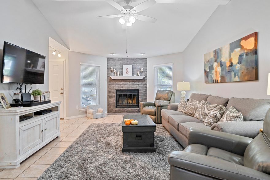 Updated home in Blue Pine Village! This home has had a kitchen update, bathrooms, windows and roof and a new Trane HVAC system. Well laid out floor plan offers open living and a spacious fill. Great screened in patio for relaxing. It also has an inside laundry room which allows more storage and parking in the garage.