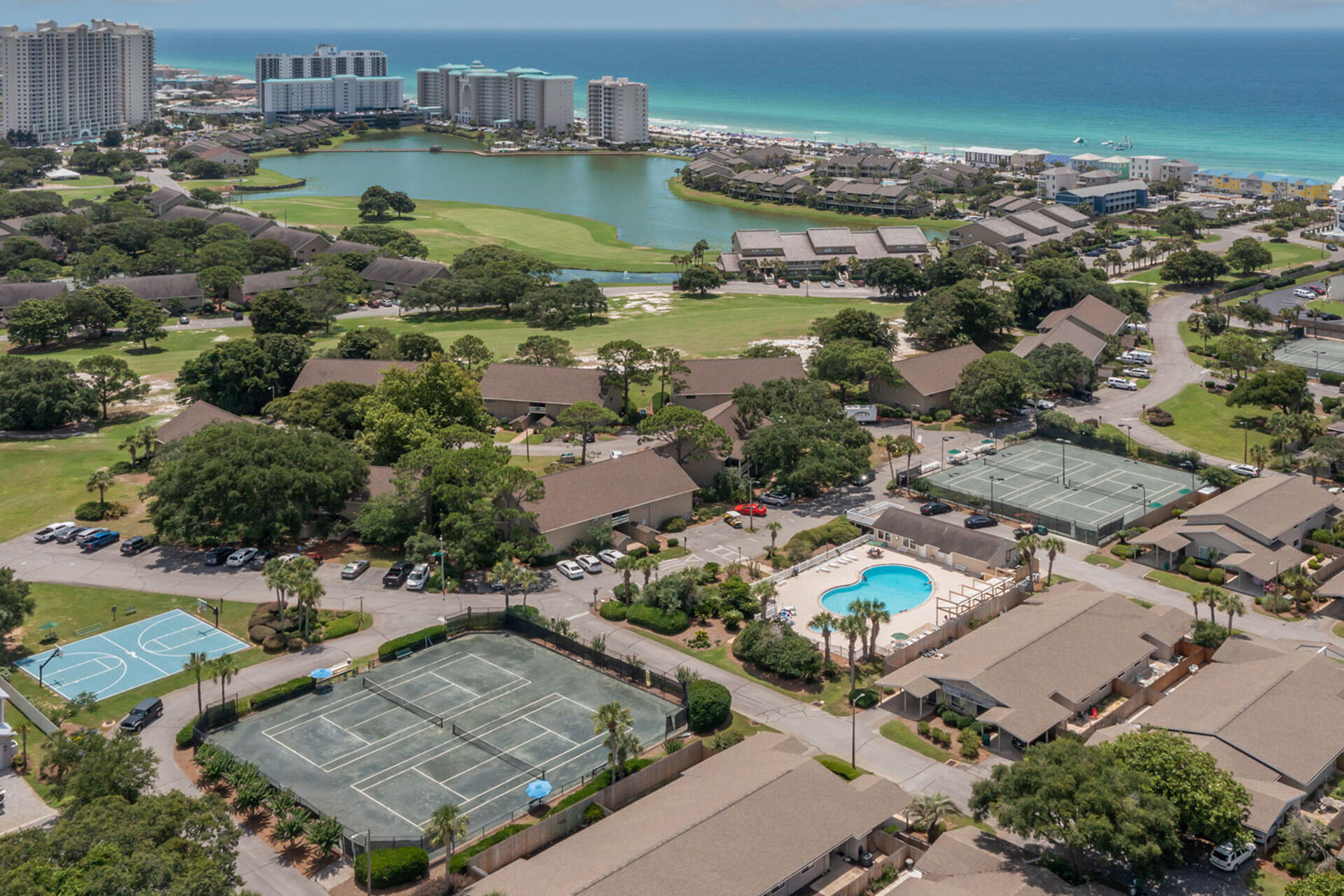 An amazingly priced, lovely ground-floor garden villa! Enjoy one of the coziest spots within Seascape's unique 330-acre beachfront community! Nestled amongst the tall pines and only steps away from Seascape's beautiful Beach and Whale's Tail bar an grill, lay back on 2,000 ft of Seascape beach! You can also enjoy five HOA pools, Basketball court, tennis and Pickleball courts, and Seascape's very own Golf course. Don't forget Fishing in the two 'Catch N Release Seascape Lakes, Stewart Lake and Golden Pond. New flooring throughout, including LVP and tile. Plenty more upgrades, featuring, new granite and appliances in kitchen and master shower remodel!