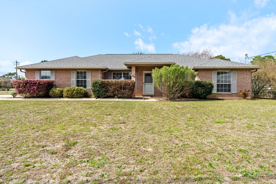 Just in time for summer fun in this adorable all brick home situated on a large corner lot! Located in the southeast section of Holley By The Sea, w/quick convenience to Hwy 98, the beaches, shopping and Holley By The Seas multi million dollar rec. center. The home features a spacious living room w/fireplace, formal dining room as well as breakfast area! The kitchen offers granite counters, white cabinets and stainless appliances. The master suite has a trey ceiling, double vanities in the bathroom, walk in closet, water closet & access to the rear screen porch. The exterior offers a screen patio, vine covered pergola, huge fenced yard w/plenty of room for your enjoyment. Large corner lot. Side entry garage too. New roof in 2020. Move in ready today! Shed conveys AS IS.