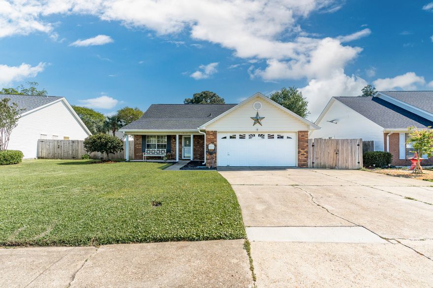 Don't miss out on this incredible LOCATION! Enjoy the convenience to restaurants, shopping, salons, and Tiger Point Park. It's just a quick 10-minute drive to Pensacola Beach and only 15 minutes to Downtown Pensacola. Plus, you have easy access to Garcon Point Bridge and Navarre Beach, offering you all the luxuries of coastal living. Sterling Point is one of the most sought-after subdivisions in Gulf Breeze, located in the highly regarded Oriole Beach Elementary and Gulf Breeze Middle/High School district. The home welcomes you with low-maintenance landscaping and a charming covered front porch. Step inside to find a well-designed floor plan that perfectly blends comfort with entertaining space.