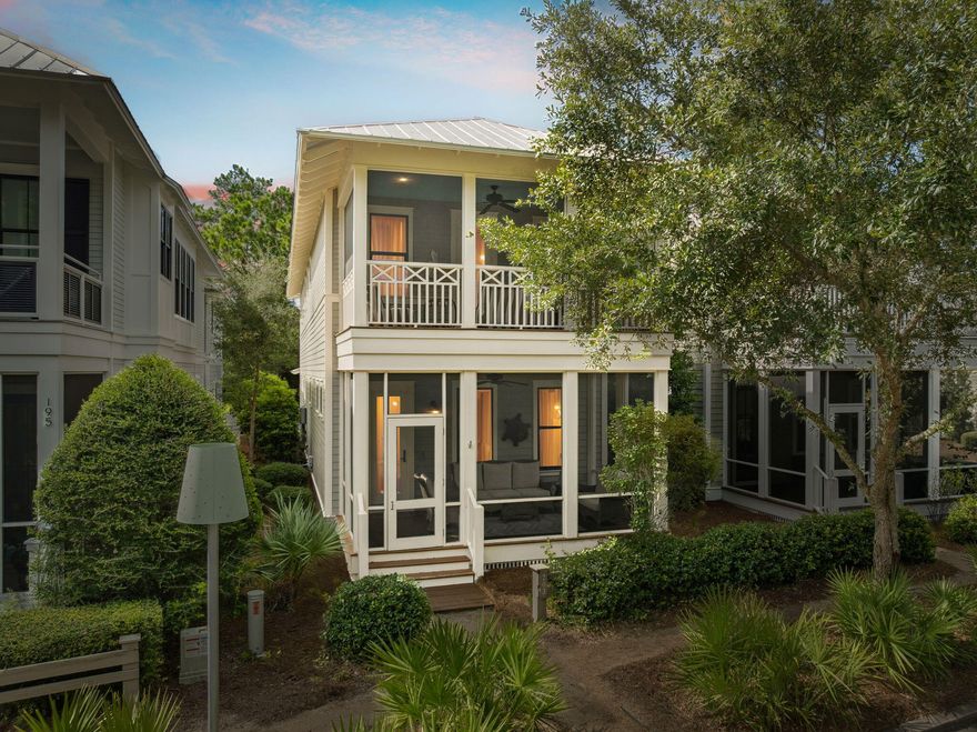 Modern coastal charm meets Watercolor living in this impeccably maintained and fully furnished four bedroom / 4.5 bathroom cottage in the Watercolor Crossings district. Built by renowned local builder Huff Homes, this residence blends relaxed elegance with thoughtful design, offering two spacious screened porches that overlook a peaceful community nature preserve. From here, you're just a short walk or bike ride to the Watercolor Crossings Town Center, the popular Dragonfly Pool, and the sugar-white sands of the beach. Or take your new six-seater golf cart, included with the sale, and be at the Watercolor Beach Club or Seaside within minutes. Inside, hardwood pine floors flow throughout the home, connecting an open-concept living and dining area to a well-appointed kitchen and a dedicated coffee bar area complete with a wine fridge. A secondary upstairs living space is perfect for customs bunk beds or playroom, adding flexibility for family or guests. Details like surround sound speakers throughout the home, plantation shutters, custom built-ins in every closet, and elegant stone showers add comfort and style. The property also features a golf cart garage, perfect for additional storage.

Soft white tones and detailed millwork create a timeless backdrop, while each bedroom suite offers its own inviting personality. Whether you're looking for a full-time retreat or a high-performing vacation rental, this home delivers.

Set on 499 acres along the Gulf in South Walton, Watercolor is known for its small-town charm and world-class amenities: nine swimming pools, a Gulf-front beach club, nature trails, kayaking and paddleboarding at the Boathouse, a fitness center, top-tier tennis facilities, Camp Watercolor for kids, and beautifully landscaped parks and green spaces.