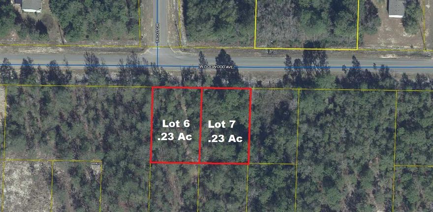 2 apx. 1/4 acre adjoining ac lots on W Dogwood Ave. Great location in growing Mossy Head. Mobile/manufactured homes allowed. Public water is available through Mossy Head Water Works (tap fee not paid); Power available on street; Septic would be required.