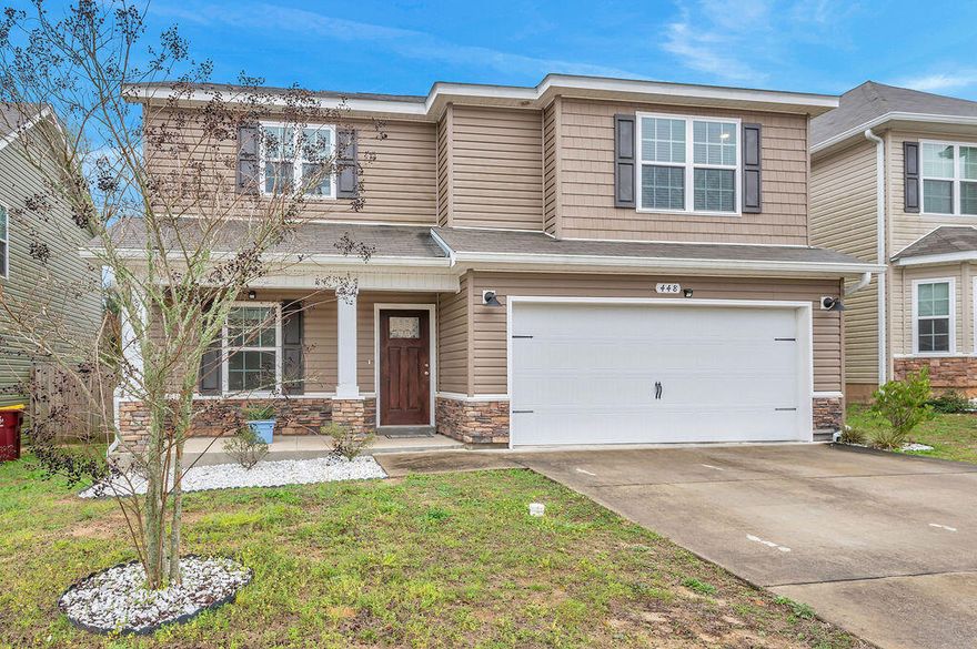 SELLER OFFERING $10k Buyers Closing Costs! Embrace modern living in this well cared for 2019 Craftsman home, boasting 5 BR & 2.5 BA. This property features an open floor plan on the ground level, designed for both comfort & elegance. The heart of this home is its light-filled eat-in kitchen, complete plenty of counter space/storage, stainless appliances, and a breakfast bar that gracefully connects to the dining & family room areas. A versatile flex room, which can serve as a 5th bedroom or office, is conveniently located off the foyer. Upstairs, the tranquility continues with three additional bedrooms alongside the master suite, featuring a large closet, dual sinks, garden tub and a shower. The fenced yard backs to trees for privacy and has a small deck to grill.