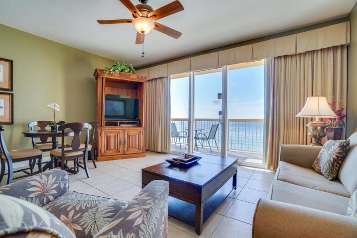 PREMIUM FLOOR AT CALYPSO** Raising the standard of beach living, this 1bed/2bath bath Calypso condo flaunts the splendor of the sun drenched surf with the beauty of inspired interiors. Calypso is the closest development to famed Pier Park. The condo's location within the Calypso development is highly coveted, offering terrific views of the fishing pier, Pier Park and best of all...miles and miles of shoreline to enjoy magnificent sunsets!! Enjoy the most beautiful beaches in the contiguous 48 through from the condo's interior or from the condo's generous balcony. Interior features include 9ft ceilings, hard surface flooring in living area, and granite counter-tops in kitchen & baths.