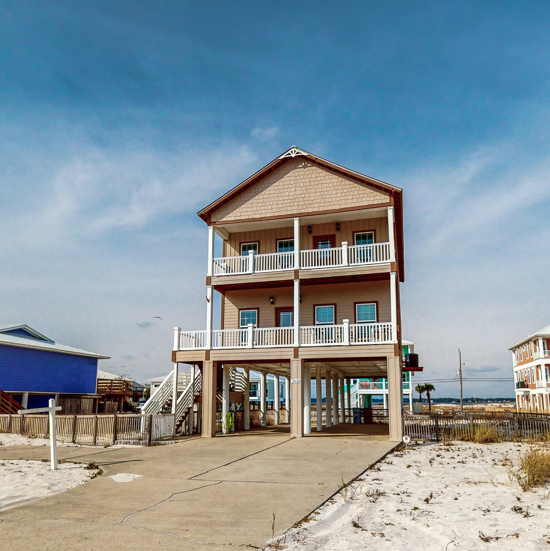 Are you ready to own a vacation rental powerhouse? The property has generated in excess of $75,000 for 2021!! It is in a perfect location on peaceful, scenic Navarre Beach. The home overlooks the gorgeous Gulf of Mexico with a walk over about a block away. This home is perfect for both family use as well as rental income. Navarre Beach is witnessing a continued growth both in full time ownership as well as tourism. The home itself has been well maintained and has enjoyed professional management for many years. There are already reservations on the books for 2022 giving you an immediate income stream. The home is a must see with both balconies off the second and third floors to enjoy gorgeous views of the Gulf. The second floor also has a large deck with views of Santa Rosa Sound.