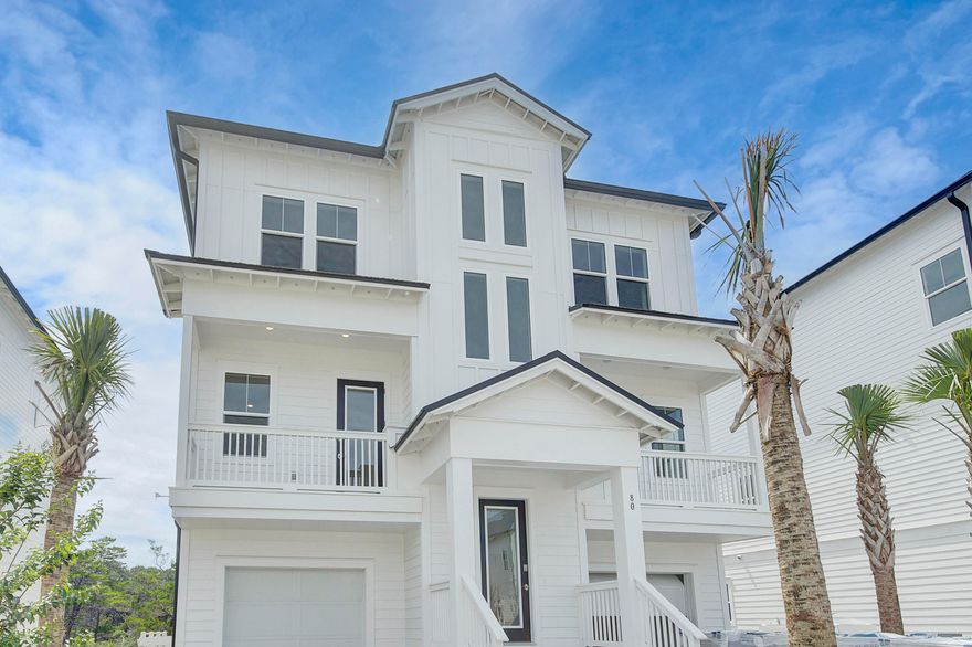 Welcome to the Cape at Bluewater Landing, a contemporary coastal home that is the ideal beach getaway. With a spacious floorplan of almost 4000 sq ft, this beautiful residence features 5 large bedrooms, 6 full bathrooms, and 2 flex spaces, all complemented by 2 single-car garages. The residential elevator keeps each story accessible to anyone. Take in the sunshine and breathtaking views from one of the oversized balconies or gather in the open plan living room for a relaxed and comfortable lifestyle. The expertly designed kitchen, complete with a large island, provides both functionality and style, making it the perfect space for entertaining guests. With thoughtful design elements that ensure privacy for all, this is the perfect place to call home.
