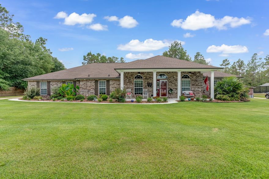 Spacious home with office and formal dining room on over an acre! Featuring 3,232 sq ft of beautifully designed living space, this property offers a formal dining area, an additional sitting area, and three full custom baths. The open layout provides room to gather, work, and relax, while the private office and versatile spaces adapt to your needs. Sprawling kitchen for entertaining with new cooktop, new dishwasher and fan.  Step into the newly screened patio or out onto the custom deck surrounding your saltwater pool. Steps away is a space for a fire pit or outdoor dining. Whole home Generac system, AC in garage and new sod/ irrigation well. New crown, new carpet, shiplap in hall and master bathrooms. Custom closets and pantry from Closets by Design. Storage shed. Trim lighting surround.