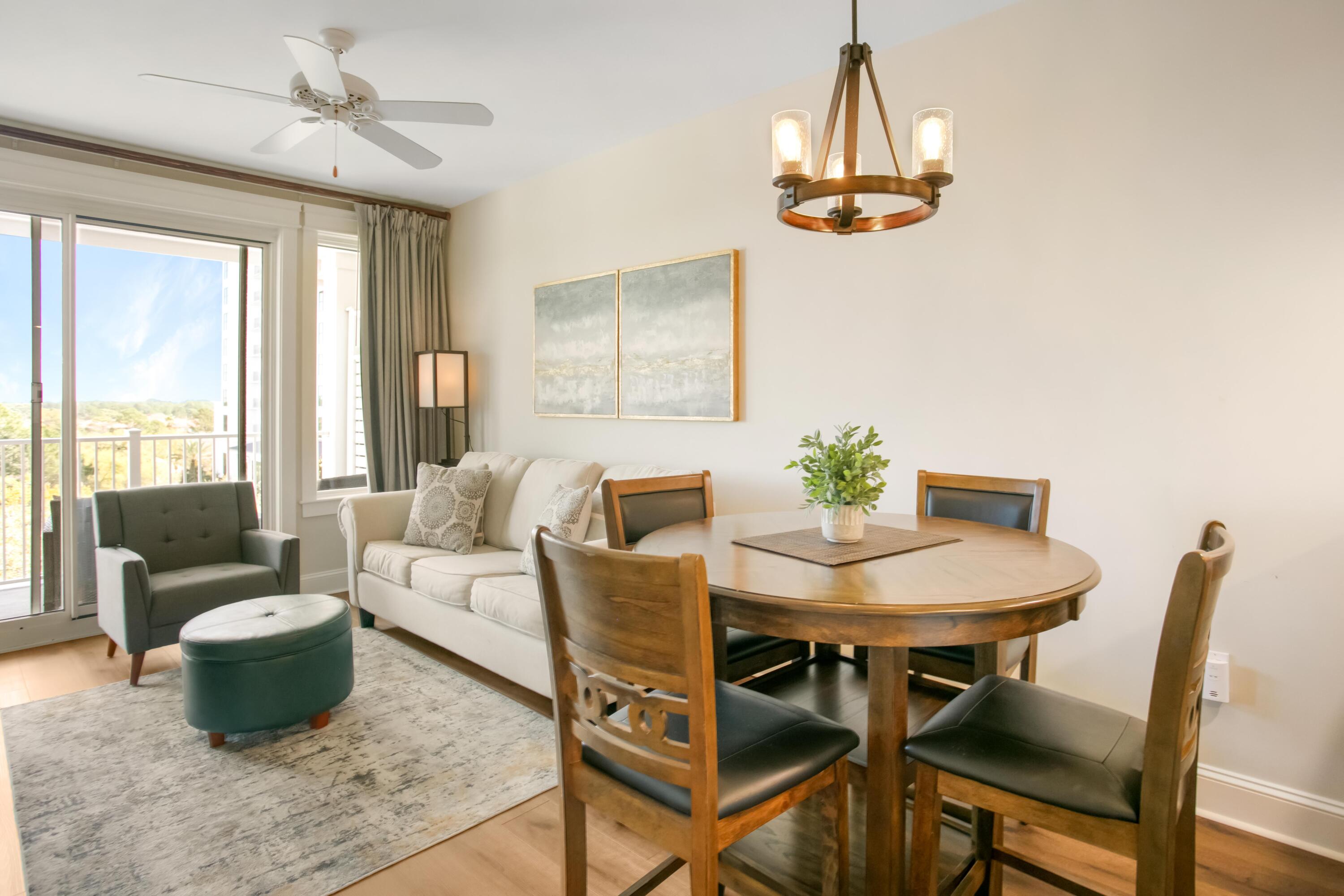 Discover luxury living at its finest in this charming condo located on the 5th floor of The Grand Sandestin, within the renowned Sandestin Golf & Beach Resort. Just a stone's throw from the lively Village of Baytowne Wharf, this unit strikes the perfect balance between convenience and tranquility. Step inside to find a sanctuary of style and comfort, featuring beautiful luxury vinyl flooring and chic decor throughout. Offered fully furnished with a washer/dryer, this turn-key unit ensures a smooth and effortless move-in experience. Additionally, the spacious balcony offers a serene retreat for enjoying the fresh air and picturesque views. A separate owner's storage cage adds to the convenience, allowing for easy management of personal belongings. Beyond the beautiful interiors, The Grand Sandestin offers an array of luxurious amenities. Stay active in the fitness center, unwind by the swimming pool, or partake in leisurely activities with tennis and golf facilities nearby. The seasonal ballyhoo bar provides added enjoyment as well. The proximity to the soft, sandy beaches enhances this property's appeal, inviting you to indulge in beachside bliss whenever the mood strikes. Seize the opportunity to make this distinguished condo your home and experience the unmatched lifestyle The Grand Sandestin has to offer.
As an introduction to the Sandestin lifestyle, we invite our new owners to explore amenities that make Sandestin special. The listing brokerage and seller(s) are presenting the buyer(s) of this property with (2) 90-minute rounds of Tennis court time, a golf foursome at one of our three championship courses, and a round of golf for up to four (4) players at the unrivaled Burnt Pine Golf Club.
Sandestin Golf and Beach Resort features more than seven miles of beaches and pristine bay front, four championship golf courses, 15 world-class tennis courts, a 226-slip marina, a fitness center, spa and celebrity chef dining. Shop, dine and play at the charming pedestrian village, The Village of Baytowne Wharf and more. Inside the gates of the resort, residents enjoy a balanced lifestyle of high-class living, spanning the 2,400 acres from the beach to the bay. Everything within the gates of the resort is accessible by golf cart or bicycle. The entire resort is interconnected by miles of pedestrian, bike and golf cart paths that weave through groves of live oaks, meandering past natural lagoons, fountains, man-made lakes, and meticulously landscaped fairways.