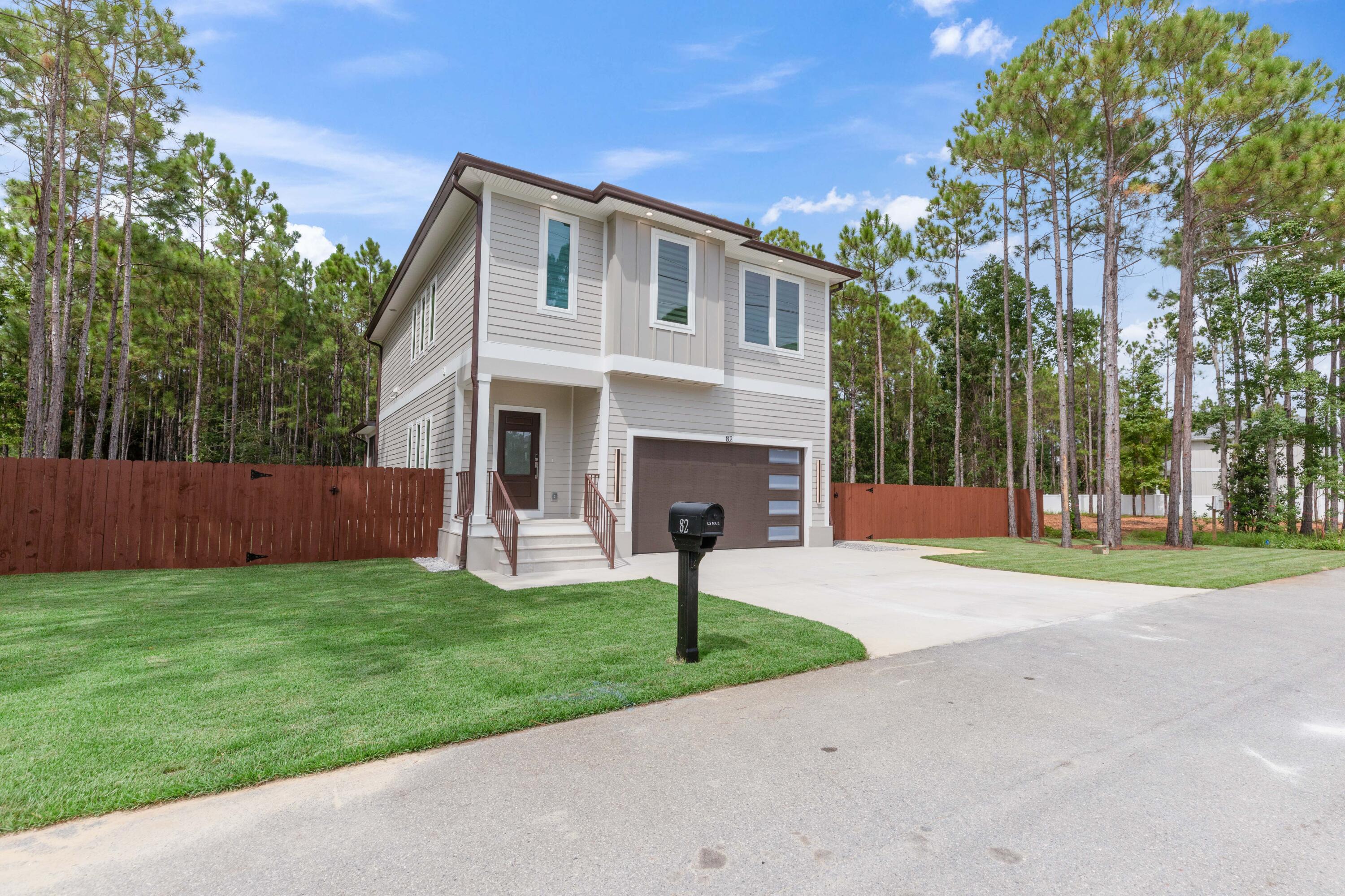 Looking for a brand-new stylish home that boasts sleek modern finishes and an abundance of natural light that dances through the generous windows? Look no further! Located in a high demand location of Santa Rosa Beach with no HOA, this can be your next primary residence or short term rental investment, only minutes away from Hwy 30A, Grand Boulevard shops and the beautiful Panhandle waters, beaches and restaurants. This stunning two story home offers 4 bedrooms and 3.5 baths with an open concept kitchen, dinning and living area with an cozy electric fireplace. Step into a Chef's kitchen outfitted with LG stainless steel appliances, quartz countertops, ample storage space and a large kitchen island. Plenty of room to enjoy with family and friends in the large screened in patio and backyard allowing the addition of a pool or parking for a boat/ RV. Enjoy the Paradise has to offer.