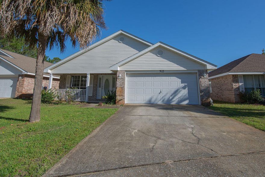 This 3 bedroom 2 bath home has BEACH ACCESS in the beautiful WATERFRONT community of Marsh Harbor. Spacious contemporary floor plan with an open kitchen, breakfast bar, and living area with vaulted ceilings and plant ledges. Split bedrooms feature master bathroom with double vanity for ideal shared comfort, garden tub, and oversized walk-in closets. Located near Hurlburt Field and central to Navarre Beach and Okaloosa Island, plus a quick drive from schools and shopping! Pets allowed with owner approval. Tenants must abide by HOA rules.