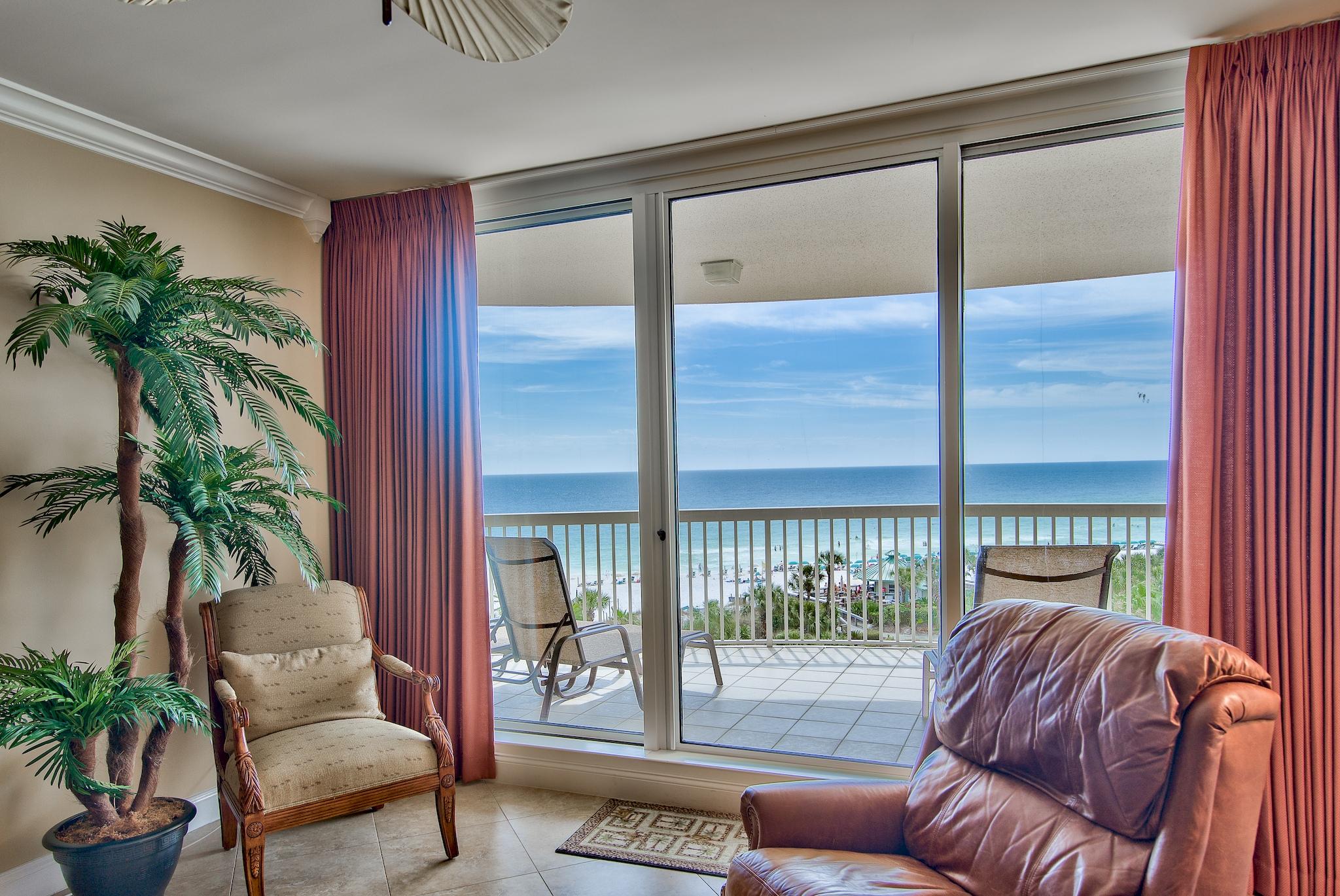 Dreaming of beachfront luxury at a prime gated community in Destin? St. Thomas Unit 607 is a phenomenal Gulf front, non-rental 3-bedroom, 3-bath condo with a private elevator and beautiful finishes throughout. Floor to ceiling windows & doors span across the unit maximizing the beautiful Gulf views. The expansive private terrace totals 284 sq. ft. and is a great place to relax & entertain. The open floor plan & wet bar are also great features for entertaining. Not one but ALL bedrooms are Gulf front with balcony access, which is a rare treat for condos. The 20'' tile flooring, high ceilings and crown molding throughout creates a grand atmosphere. The kitchen offers beautiful granite countertops & breakfast bar and plentiful cabinets. Capture views of the Gulf from the dining area & kitchen