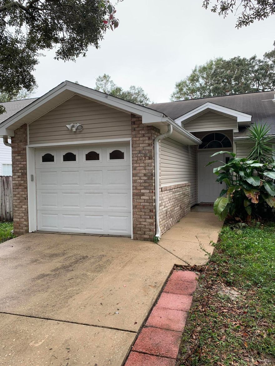 One Story end unit townhome with garage and fenced yard. Appliances include Refrigerator, Washer, Dryer, Stove, Dishwasher, Disposal and Microwave. The Kitchen has a Breakfast Bar and looks out to the backyard as does the Living room. Close to beach, shopping and bases. Ceiling fans throughout. Home has a sprinkler system and lawn pump. No smoking or pets.