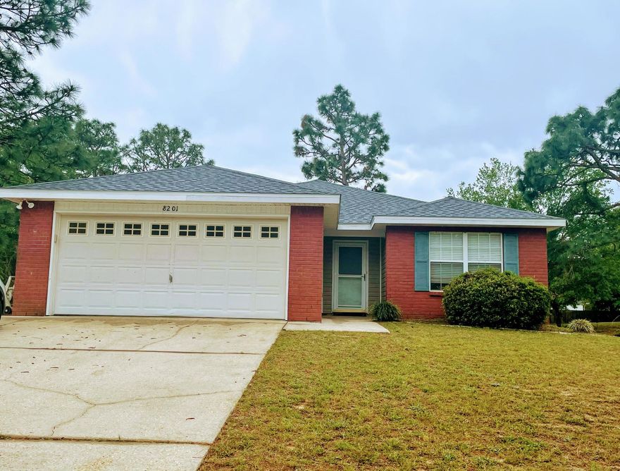 BACK ON MARKET DUE TO NO FAULT OF SELLER! COME SEE this home on almost HALF AN ACRE! Plenty of room for a pool! BRAND NEW ROOF 2021! NEW AC unit 2020. Low maintenance laminate WOOD FLOORING/TILE kitchen and dining.  TWO car GARAGE with Extra wide/long driveway to accommodate boat/RV/additional vehicles.  Centrally located in Navarre near Hurlburt Field Air Force Base, shopping and schools, 5 minutes to beautiful white sand beaches. NO HOA FEES!