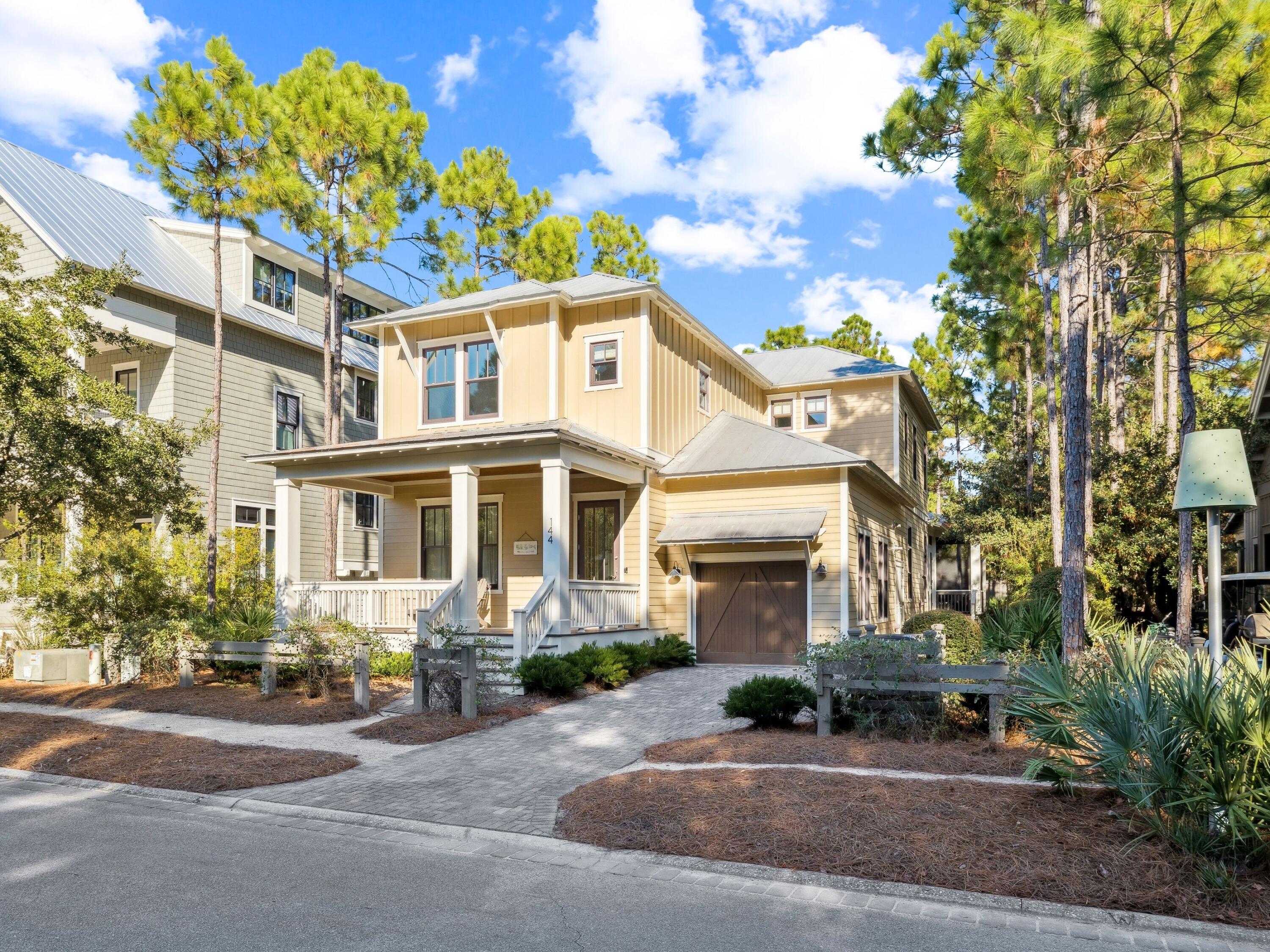 Grace and functionality meet in this beautifully updated six-bedroom, six-and-a-half-bath residence by David Weekley Homes, ideally situated in WaterColor's Cypress Cove district. Backing onto a serene natural preserve, the home offers privacy and a peaceful backdrop for everyday living or extended stays along 30A.A soaring 25-foot foyer sets the tone, leading past a private study/bedroom with French doors into a light-filled family room and gourmet kitchen. Newly refreshed with a reimagined island, striking backsplash, and all-new flooring, the kitchen features JennAir Pro Series appliances, Timberlake cabinetry, and marble countertops -- perfect for entertaining or gathering with family. The spacious dining area flows seamlessly to a screened porch overlooking lush greenery. The first-floor owner's retreat provides a tranquil escape with a luxurious bath, dual vanities, soaking tub, and private porch access. Upstairs, three additional bedrooms; including a second floor master, and an ensuite bedroom, a bunk room, and a second sitting area ensure ample space for guests. Thoughtful details include shiplap accents, oak flooring throughout, glass tile finishes, and a one-car garage.
Positioned near WaterColor Crossings and just moments from the gulf, this home offers the best of convenience and comfort with access to WaterColor's acclaimed amenities, including resort-style pools, tennis, a fitness center, trails, and the gulf-front Beach Club.