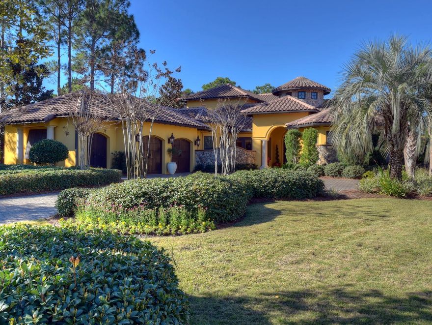 Magnificent & Stunning! They're just aren't any words to describe this beautiful custom home in Island Green within the gates of Sandestin! As you enter the beautiful spacious foyer, your eyes are drawn to the Cupola above. French doors open to the pool and the beautiful lake for a picturesque view. On the right is the master suite and spa bath. and to the left is the barreled ceiling hallway. You'll find the study on your left which opens through French doors to a tranquil courtyard. Step into the gourmet kitchen that opens into the huge great room with custom wall unit and a beautiful wall of windows overlooking the sparkling lake. Just off the kitchen is the casual dining area which is just steps from the Old World wine cellar.